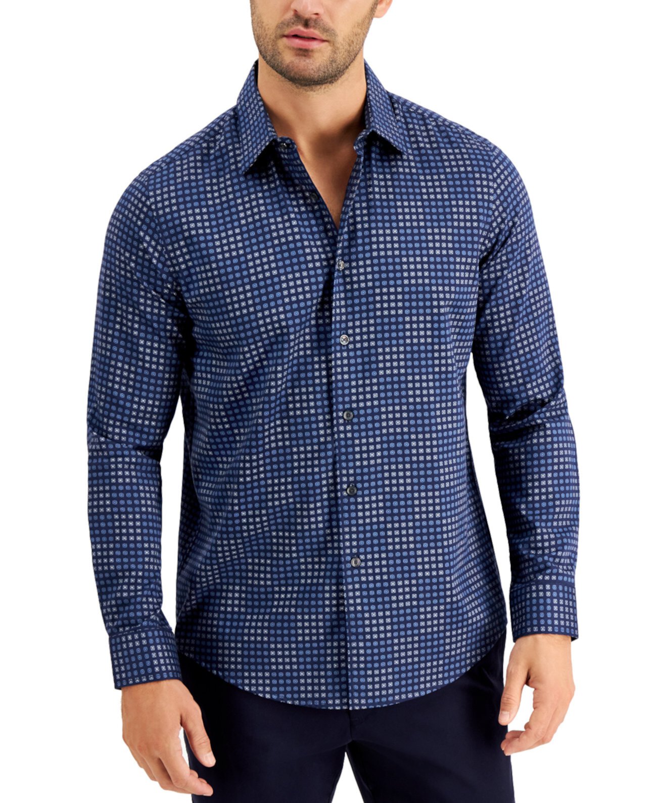 Мужская рубашка с эластичным принтом, созданная для Macy's Tasso Elba
