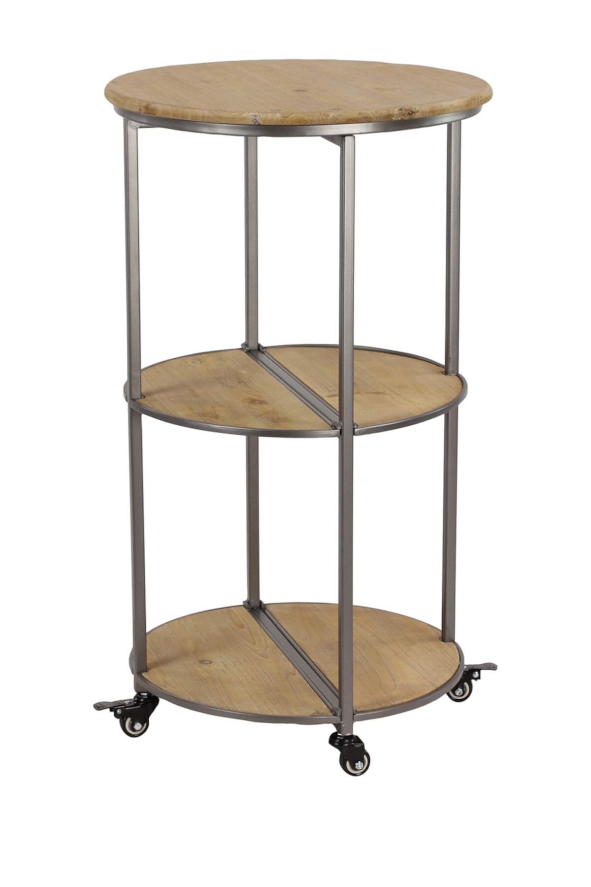 3-Tier Wood & Metal Collapsible Rolling Bar Cart Willow Row