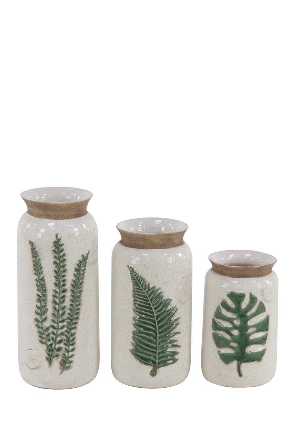 Керамическая ваза с изображением листьев Country Cottage - Набор из 3 Willow Row