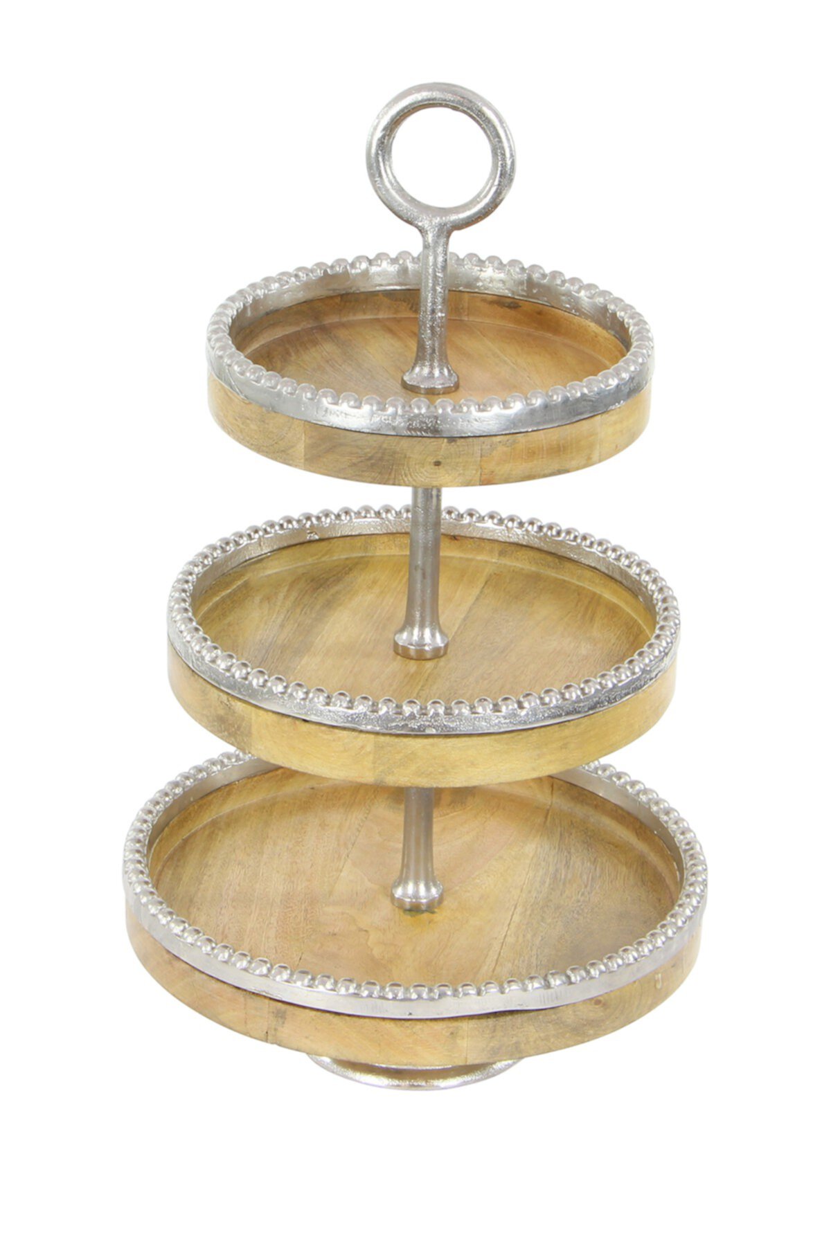 Contemporary 3-Tiered Mango Wood & Aluminum Stand Willow Row