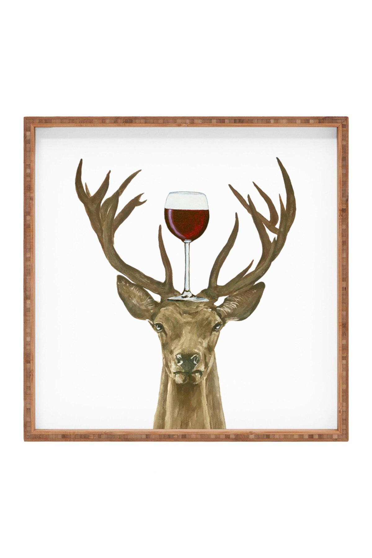 Coco de Paris Deer with Wineglass Square Tray Deny Designs