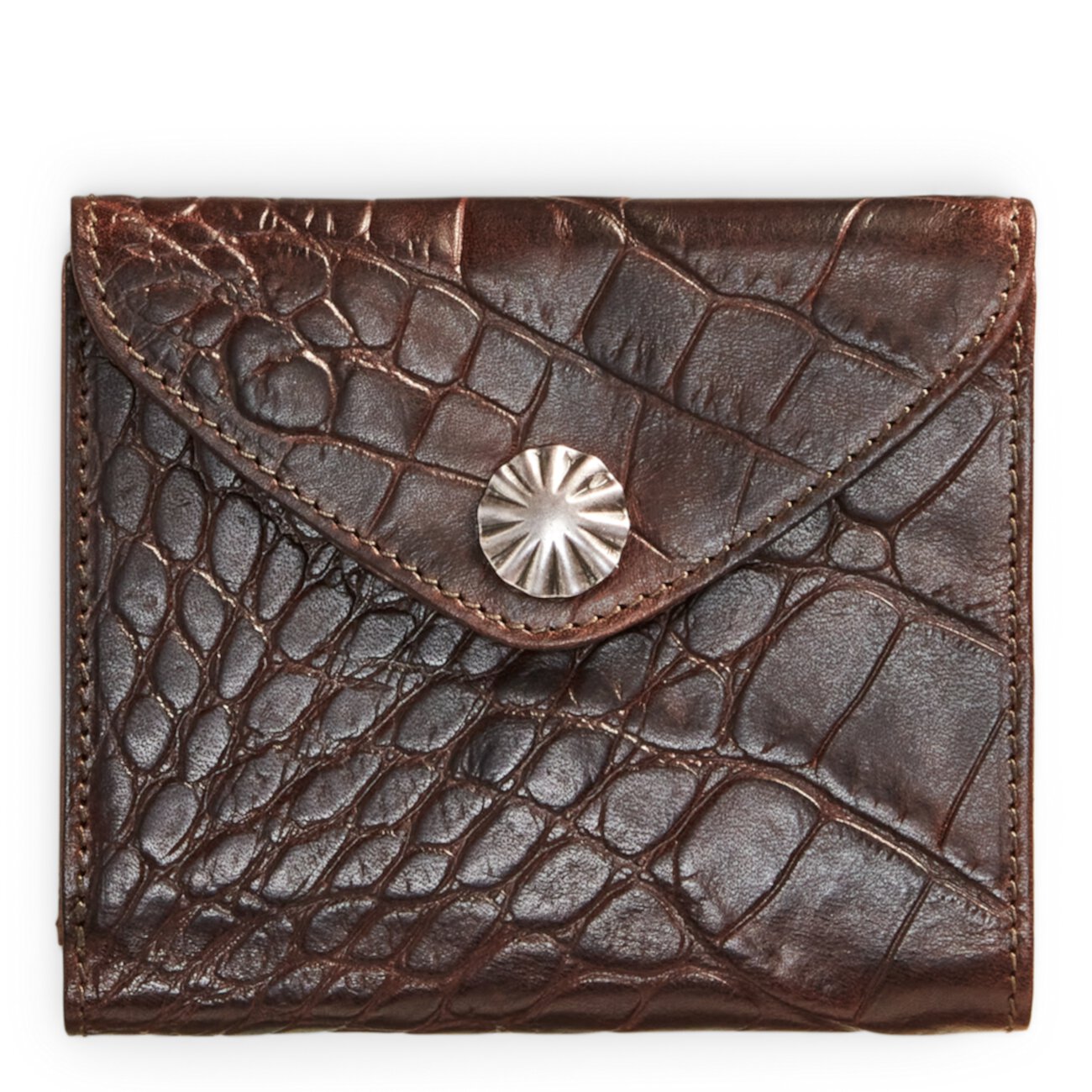 Crocodile-Embossed Leather Wallet  Size Ralph Lauren