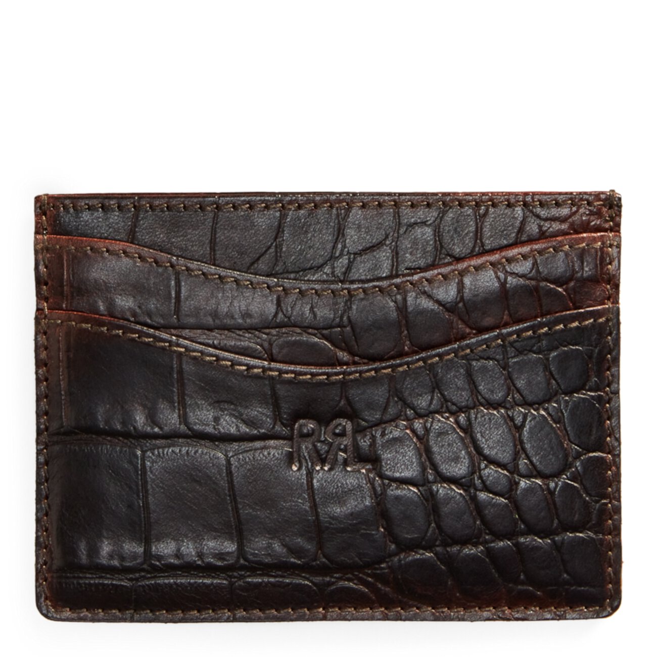 Crocodile-Embossed Leather Card Holder  Size Ralph Lauren
