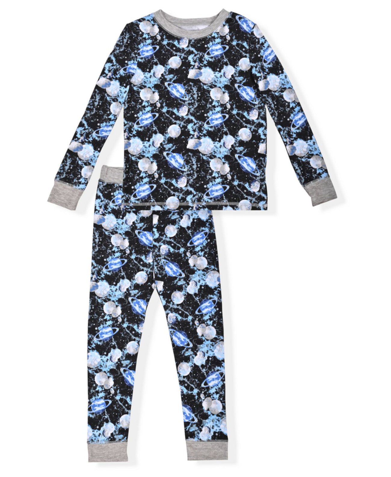 Мягкая и уютная обтягивающая пижама для маленьких мальчиков из 2 предметов с космическим принтом Max & Olivia