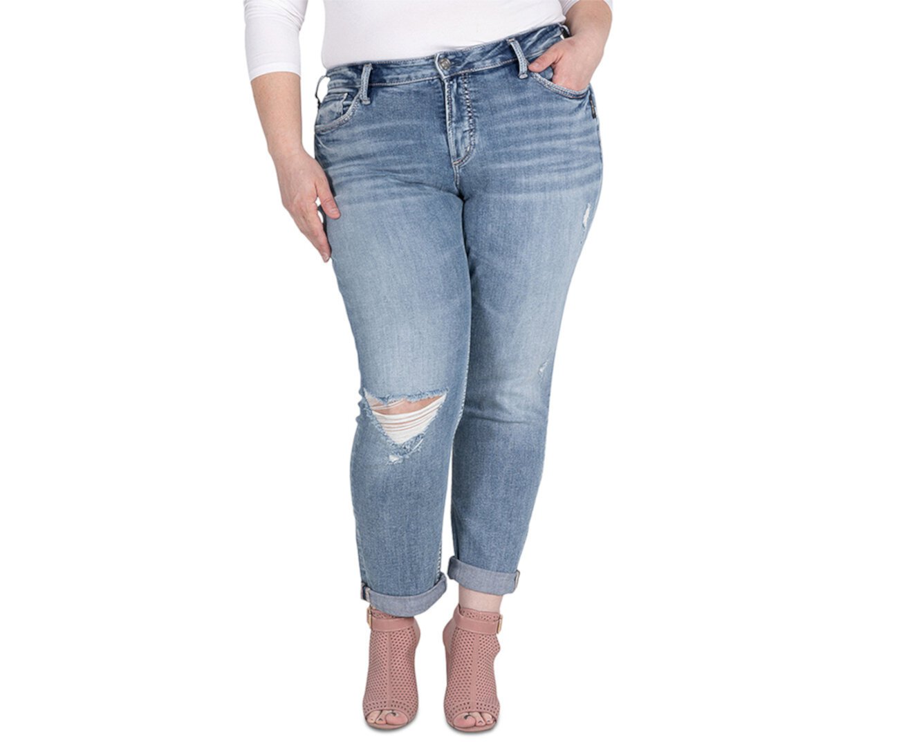 Джинсы-бойфренды больших размеров со средней посадкой Silver Jeans Co.
