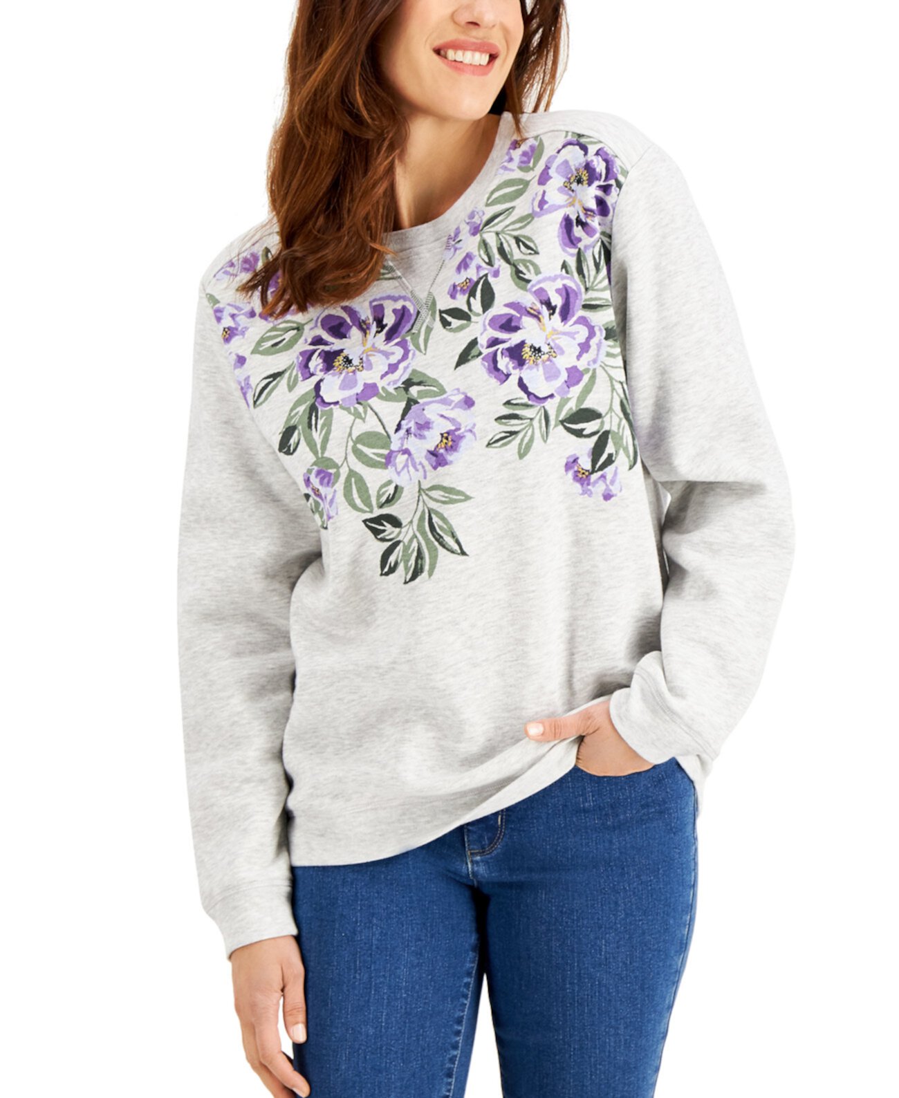 Floral-Print Sweatshirt, Created for Macy's Karen Scott