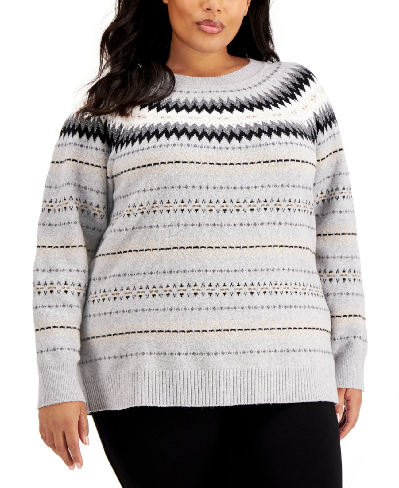 Plus Size Crewneck Fair Isle Sweater Calvin Klein