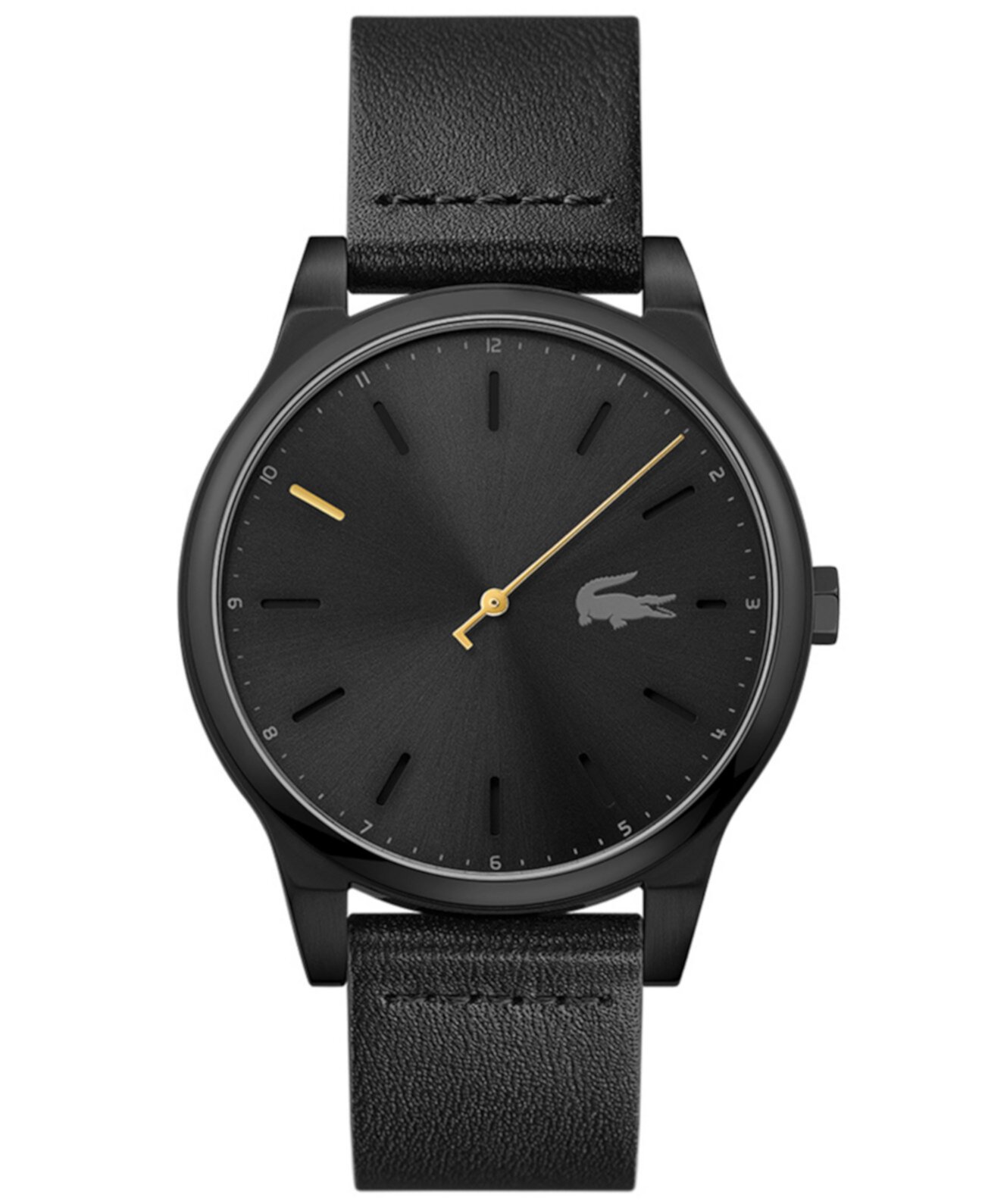 Мужские часы Kyoto с черным кожаным ремешком 43 мм Lacoste