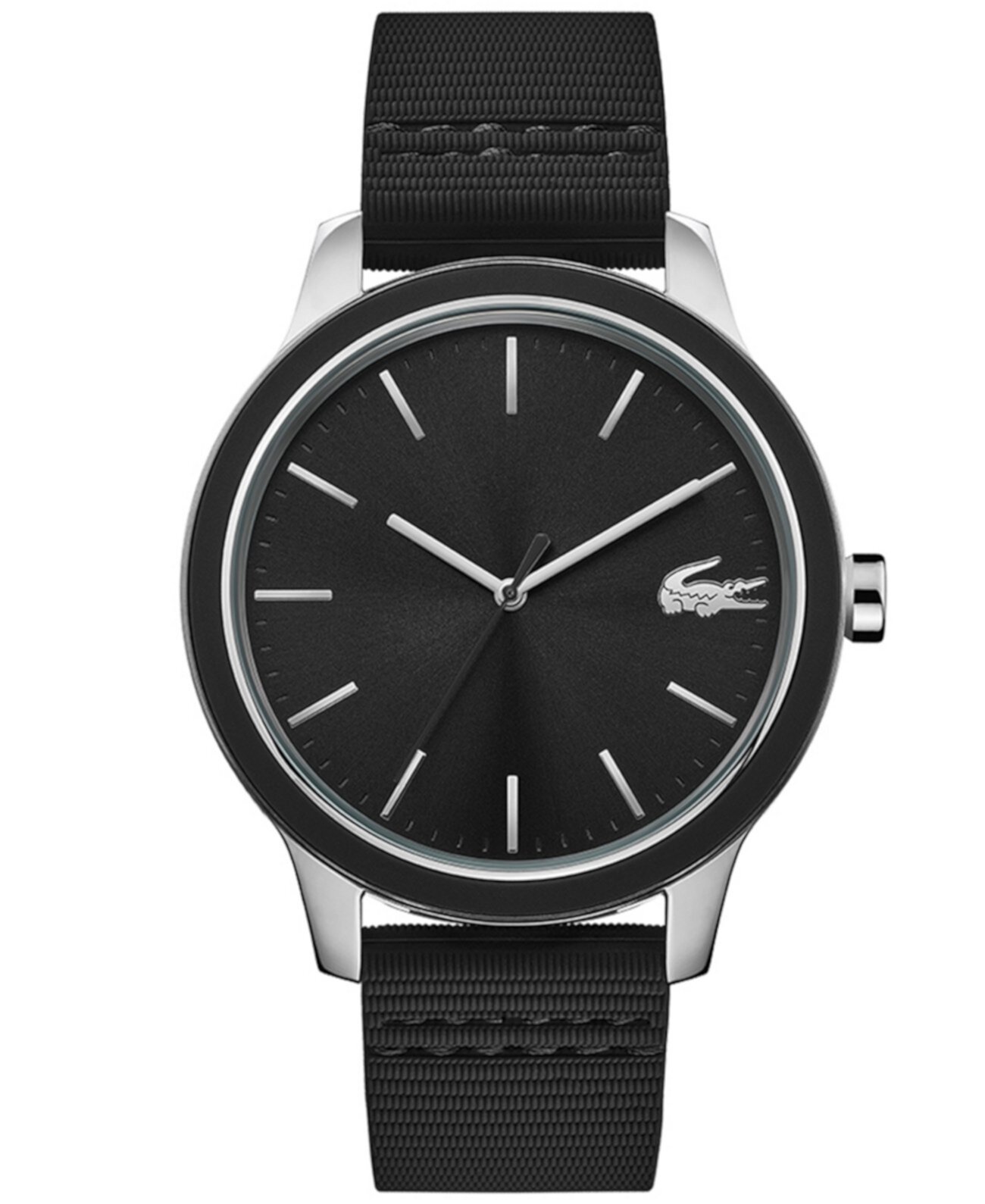 Мужские часы Lacoste 12.12 с черным силиконовым ремешком, 44 мм Lacoste