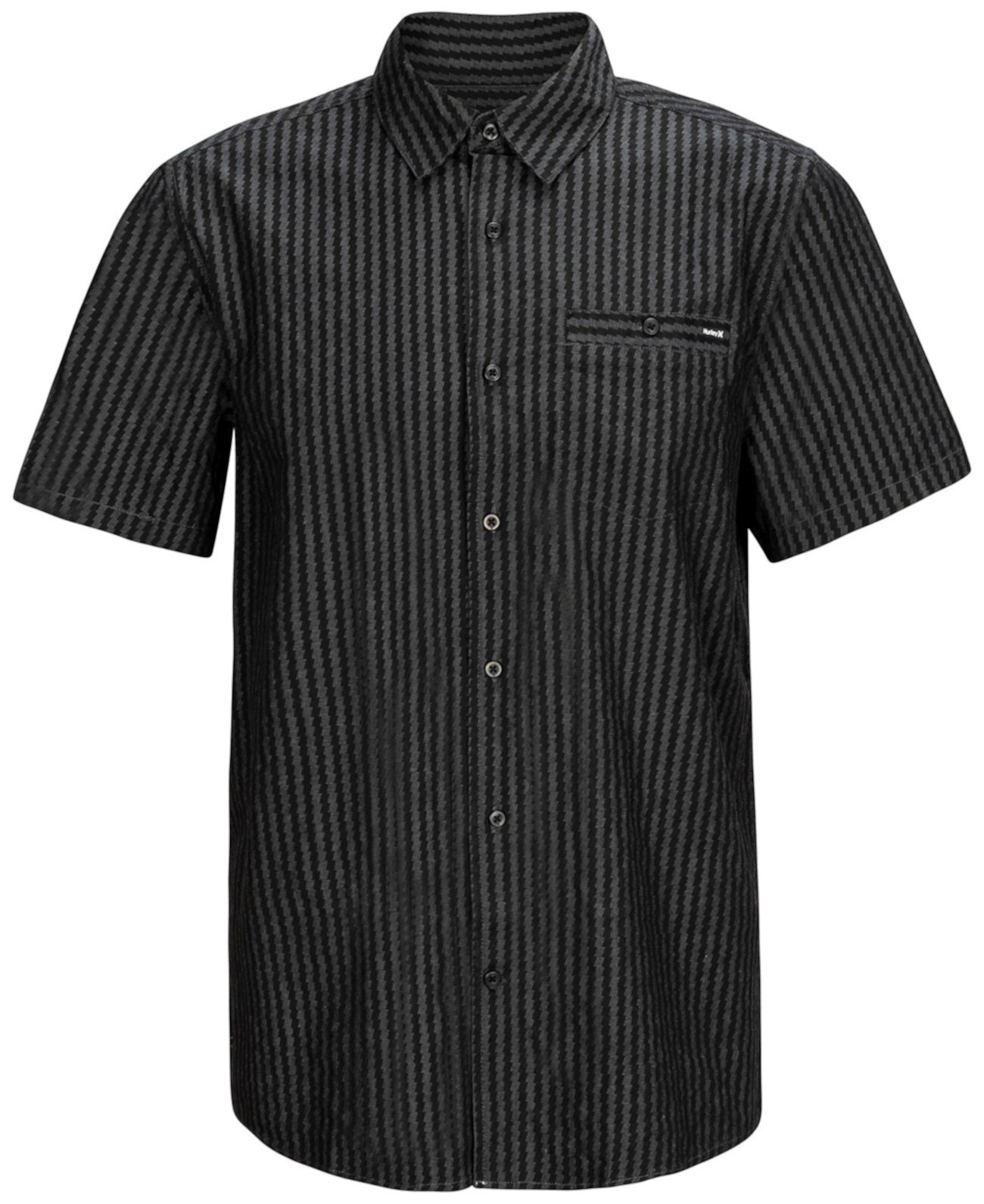 Мужская рубашка классического кроя из шамбре в полоску зигзаг в 4 направлениях стрейч Hurley