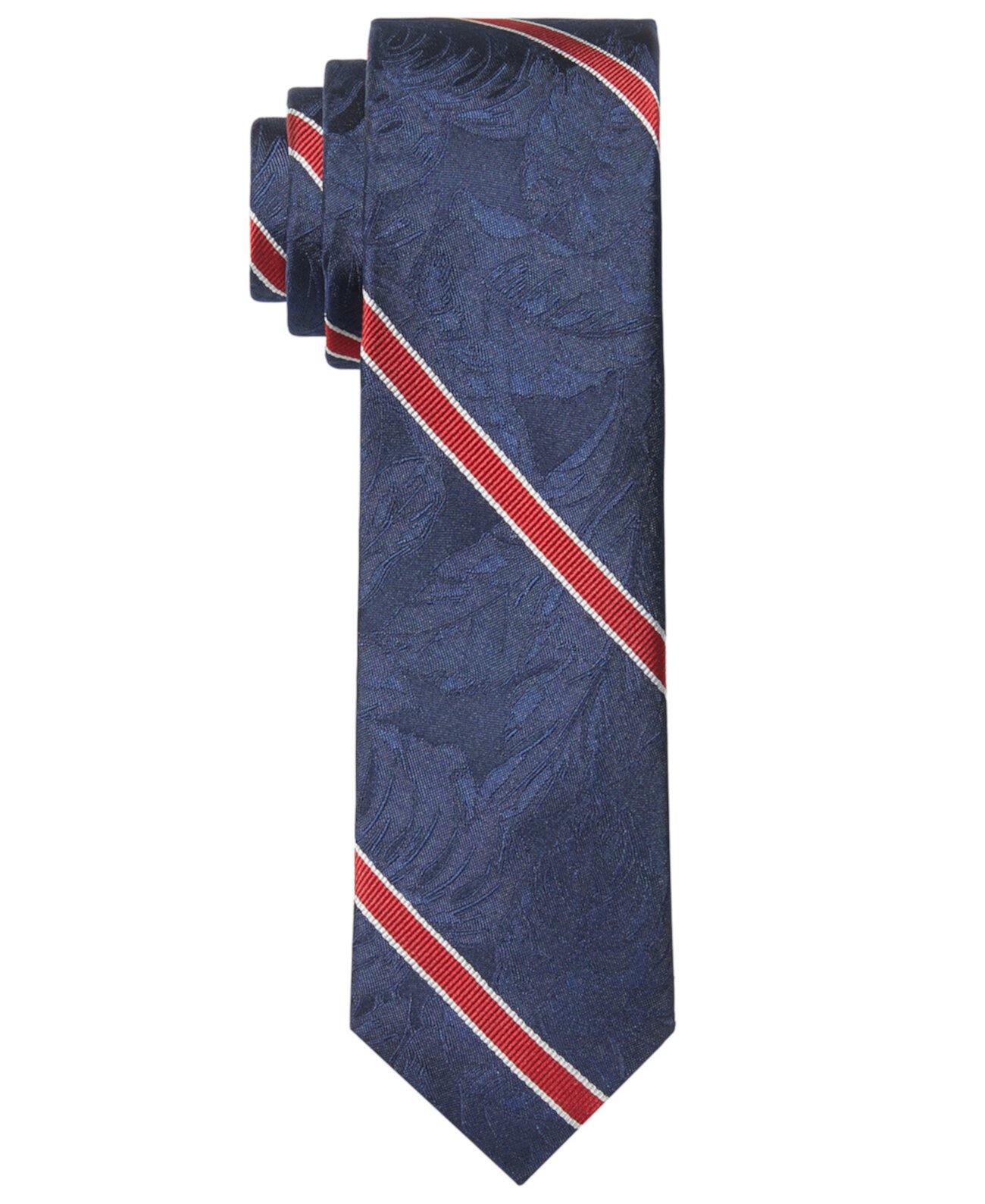 Мужской тонкий жаккардовый галстук в полоску на ладони Tommy Hilfiger