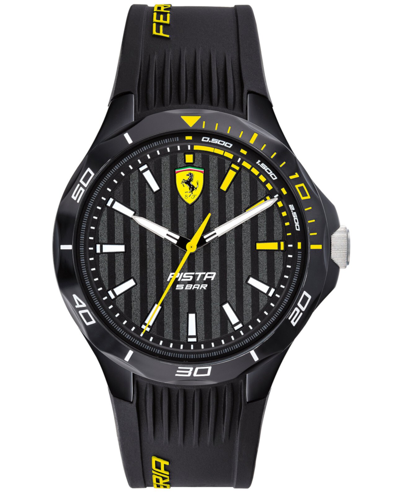 Мужские часы Pista с черным силиконовым ремешком 44 мм Ferrari
