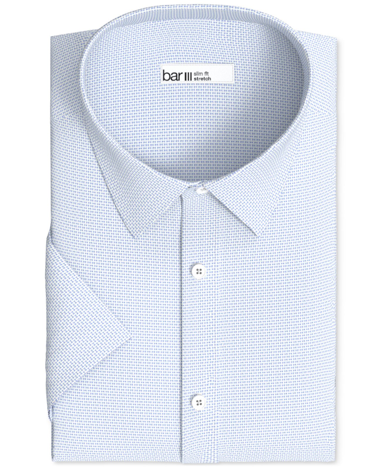 Мужская приталенная классическая рубашка с короткими рукавами и эластичной текстурой, созданная для Macy's Bar III