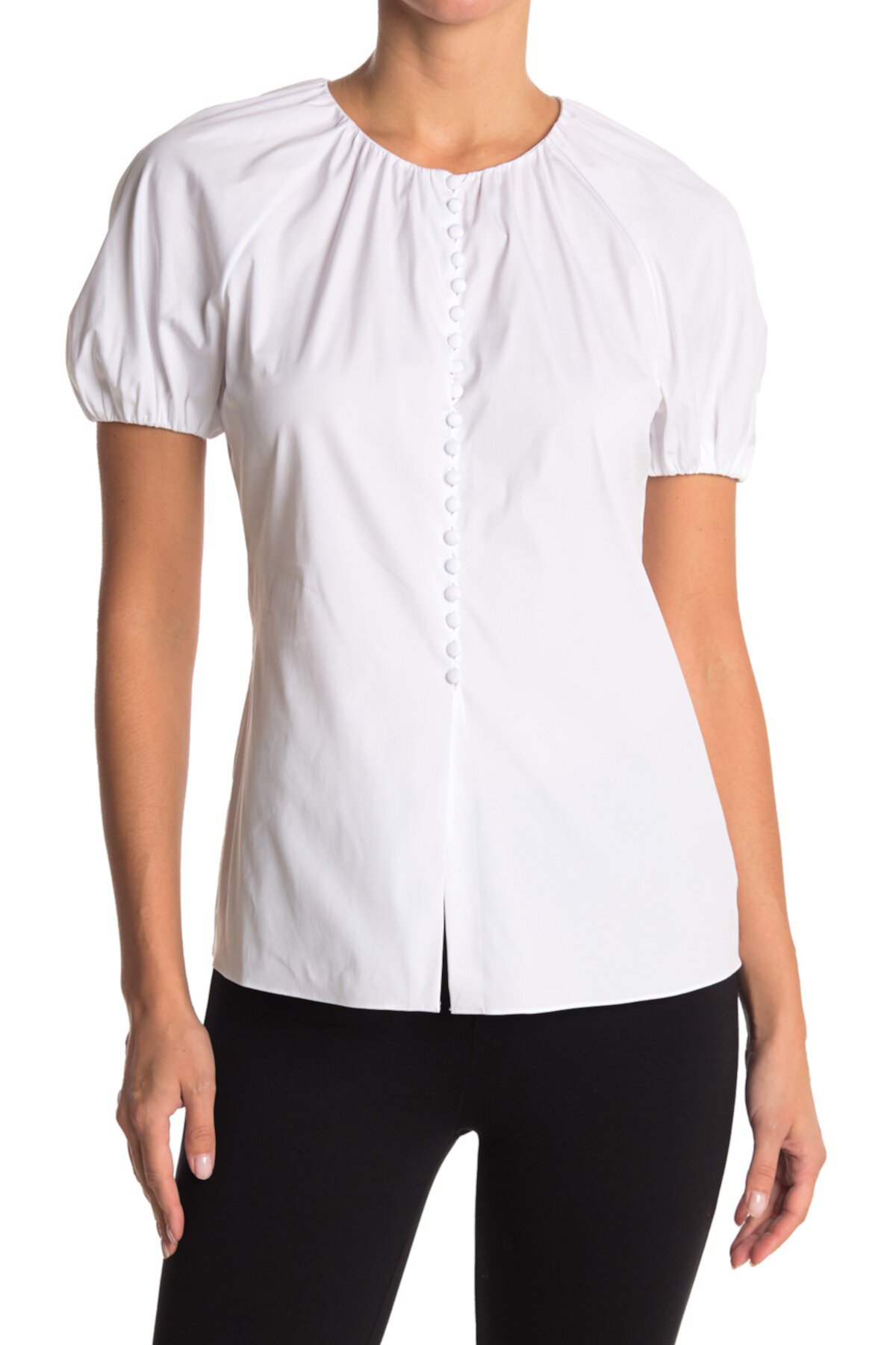 Блуза на пуговицах спереди с объемными рукавами Theory