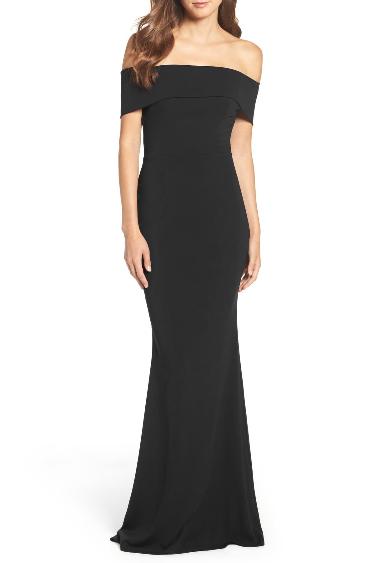 Off the Shoulder Crepe Gown KATIE MAY