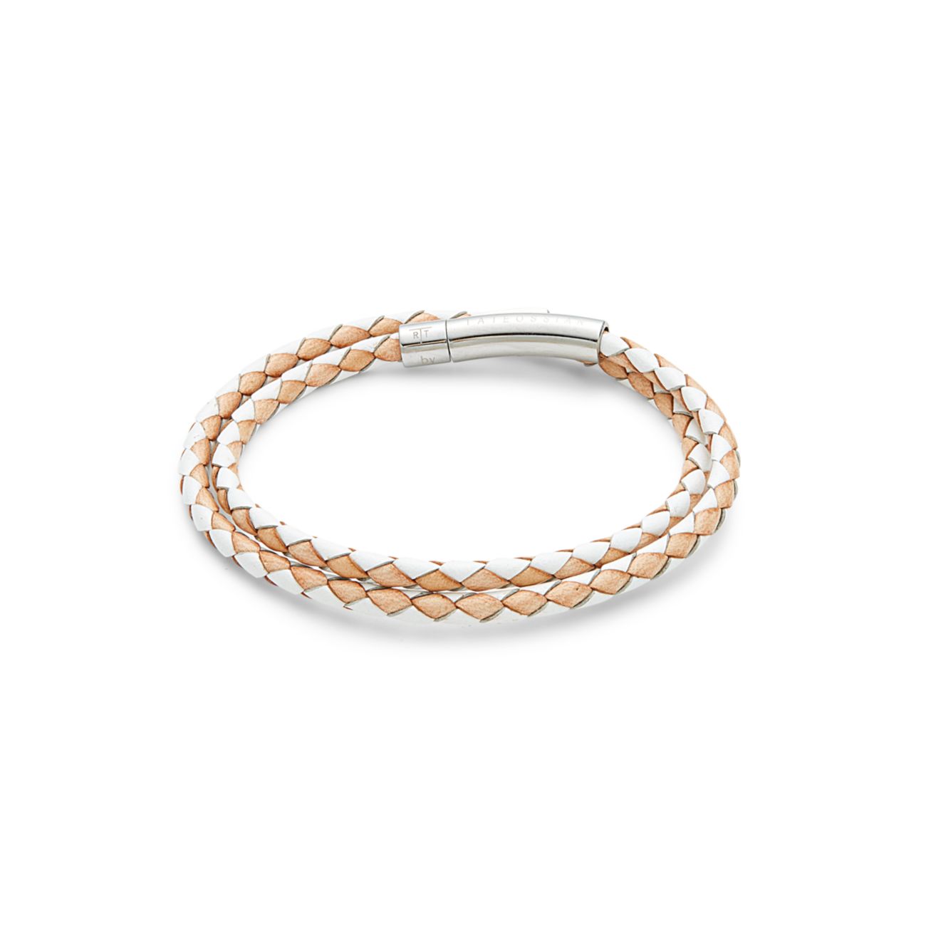 Stainless Steel &amp; Leather Double Wrap Bracelet Tateossian