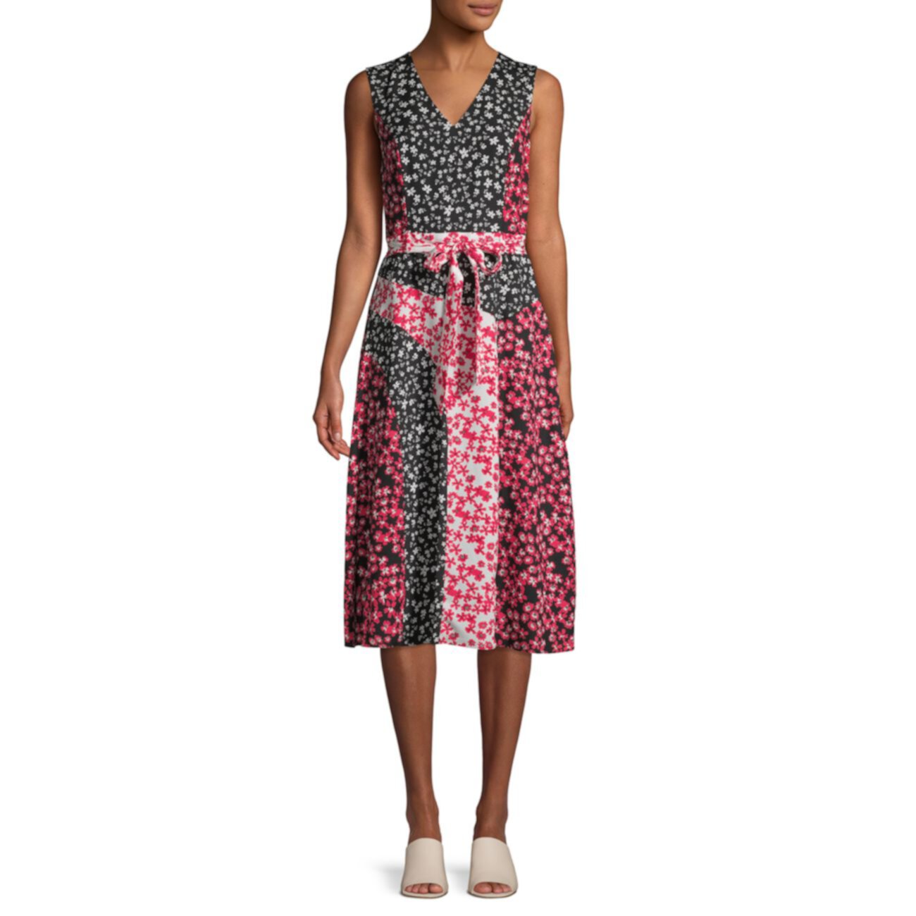 Платье до колена с цветочным принтом Calvin Klein