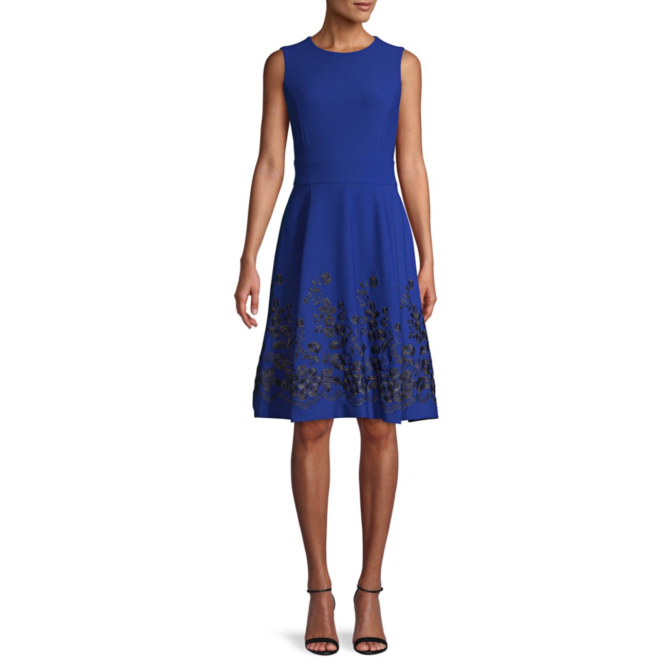 Платье-трапеция с цветочной вышивкой Calvin Klein