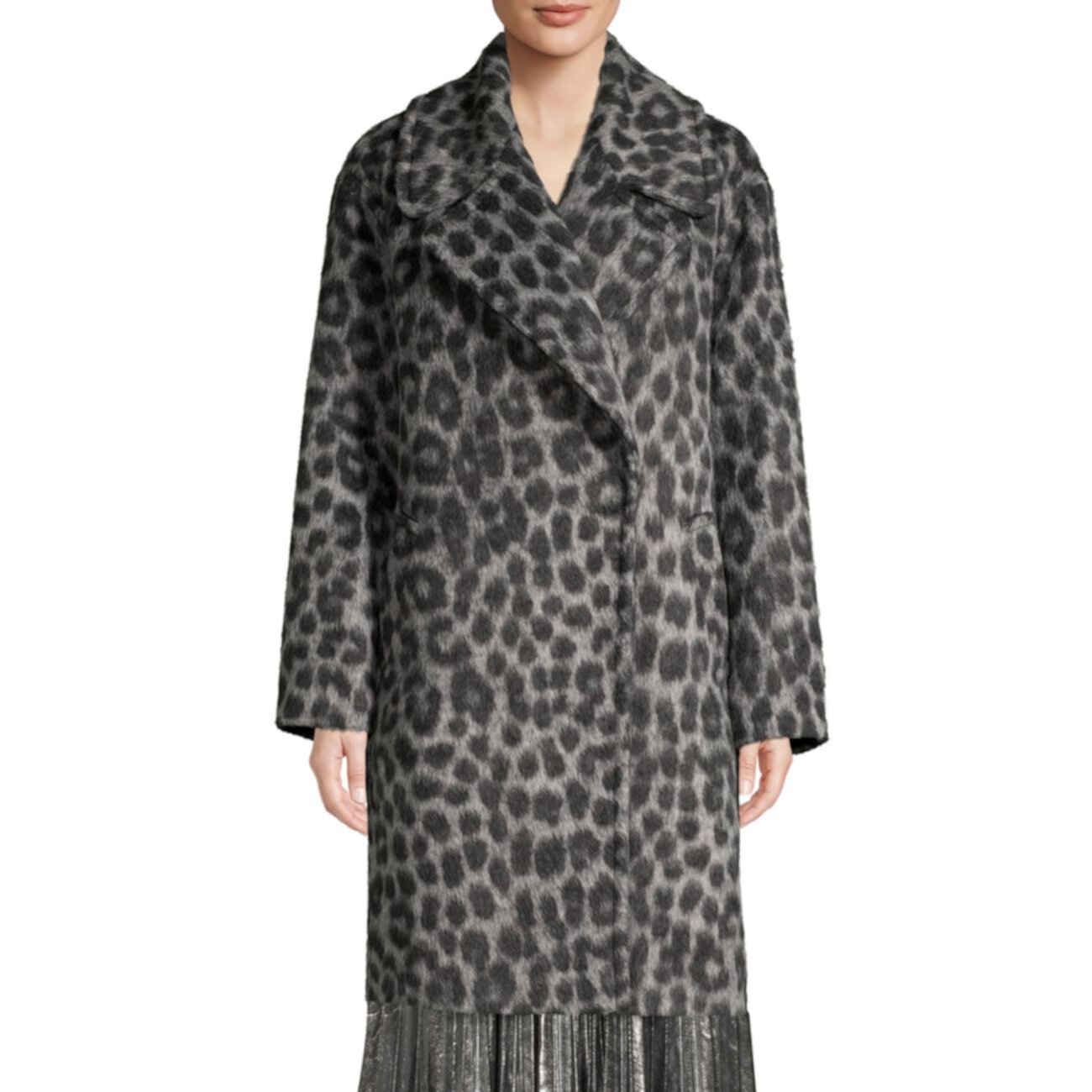 Жаккардовое пальто-кокон с леопардовым принтом Michael Kors
