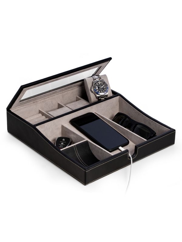 Leather Multi-Compartment Storage Valet Bey-Berk