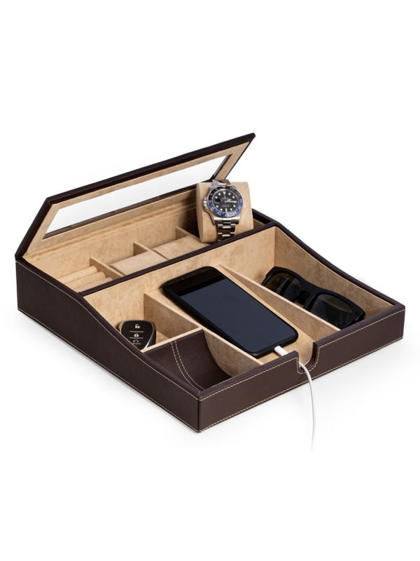 Leather Multi-Compartment Storage Valet Bey-Berk