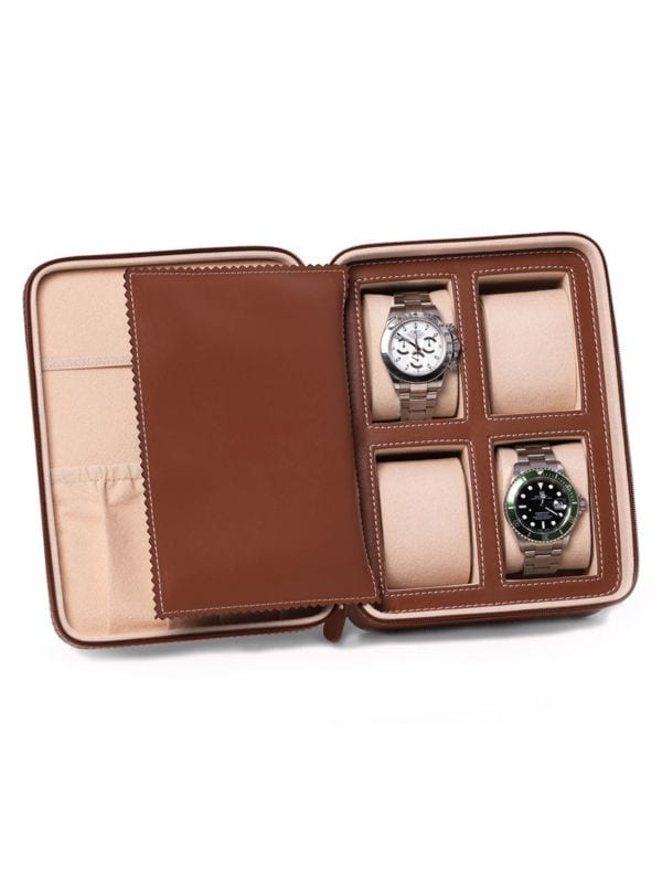 Saddle Leather 4-Watch Accessory Case Bey-Berk