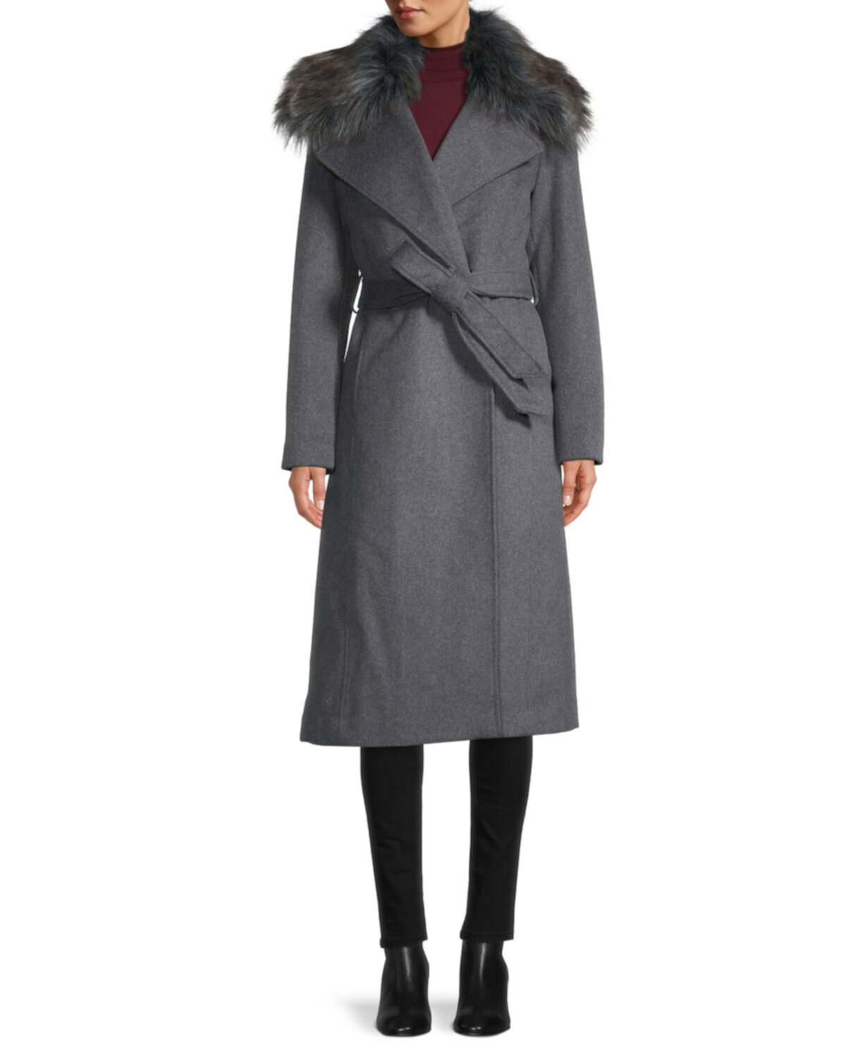Полушерсть и шерсть Пальто с воротником из искусственного меха Karl Lagerfeld Paris