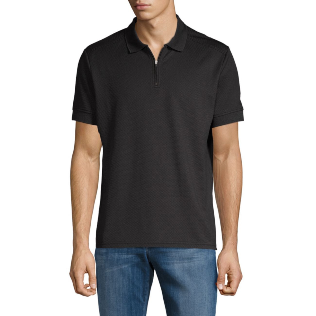 Textured Short-Sleeve Polo Vince Camuto