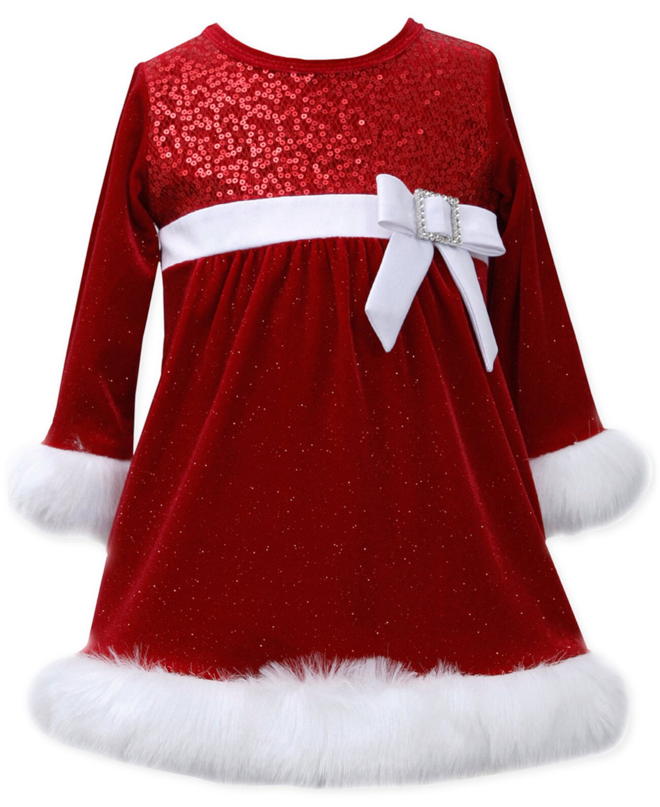 Платье Санта-Клауса с лифом и пайетками для маленьких девочек Bonnie Baby