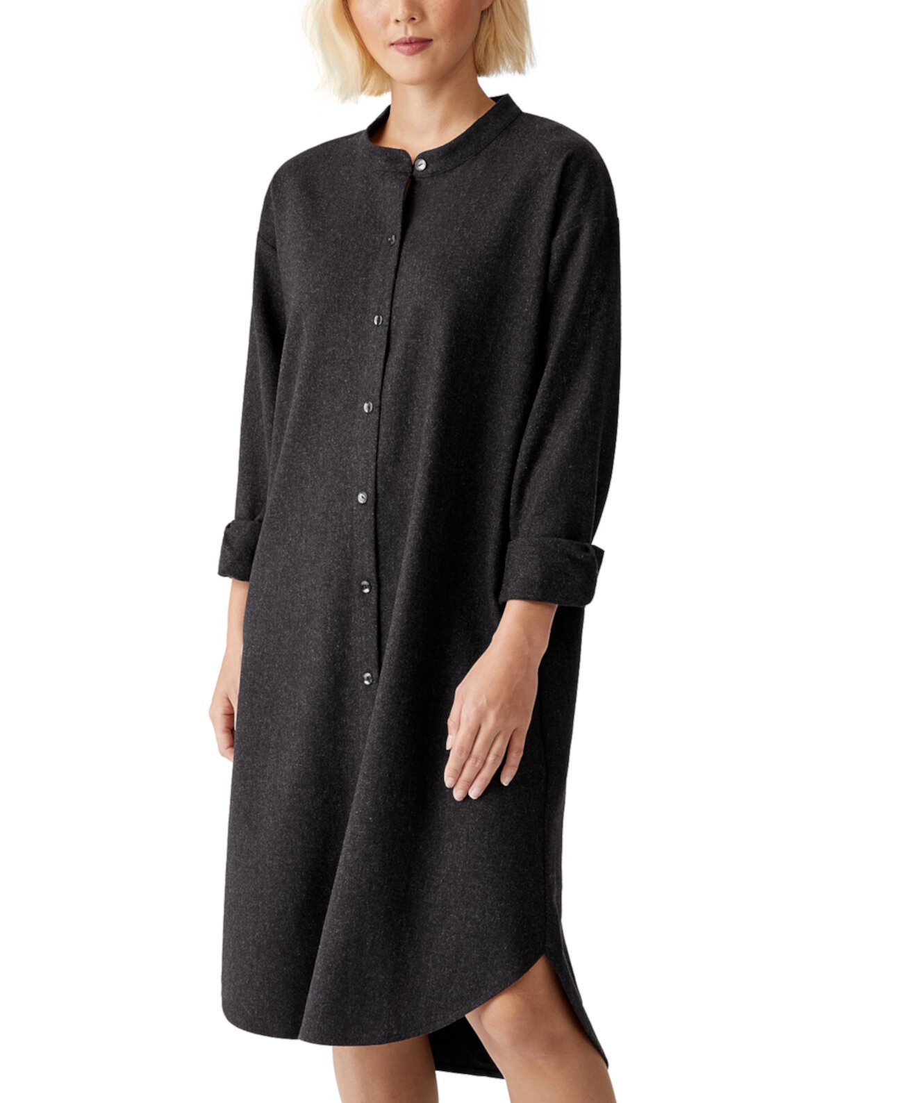 Шерстяное платье-рубашка на пуговицах Eileen Fisher
