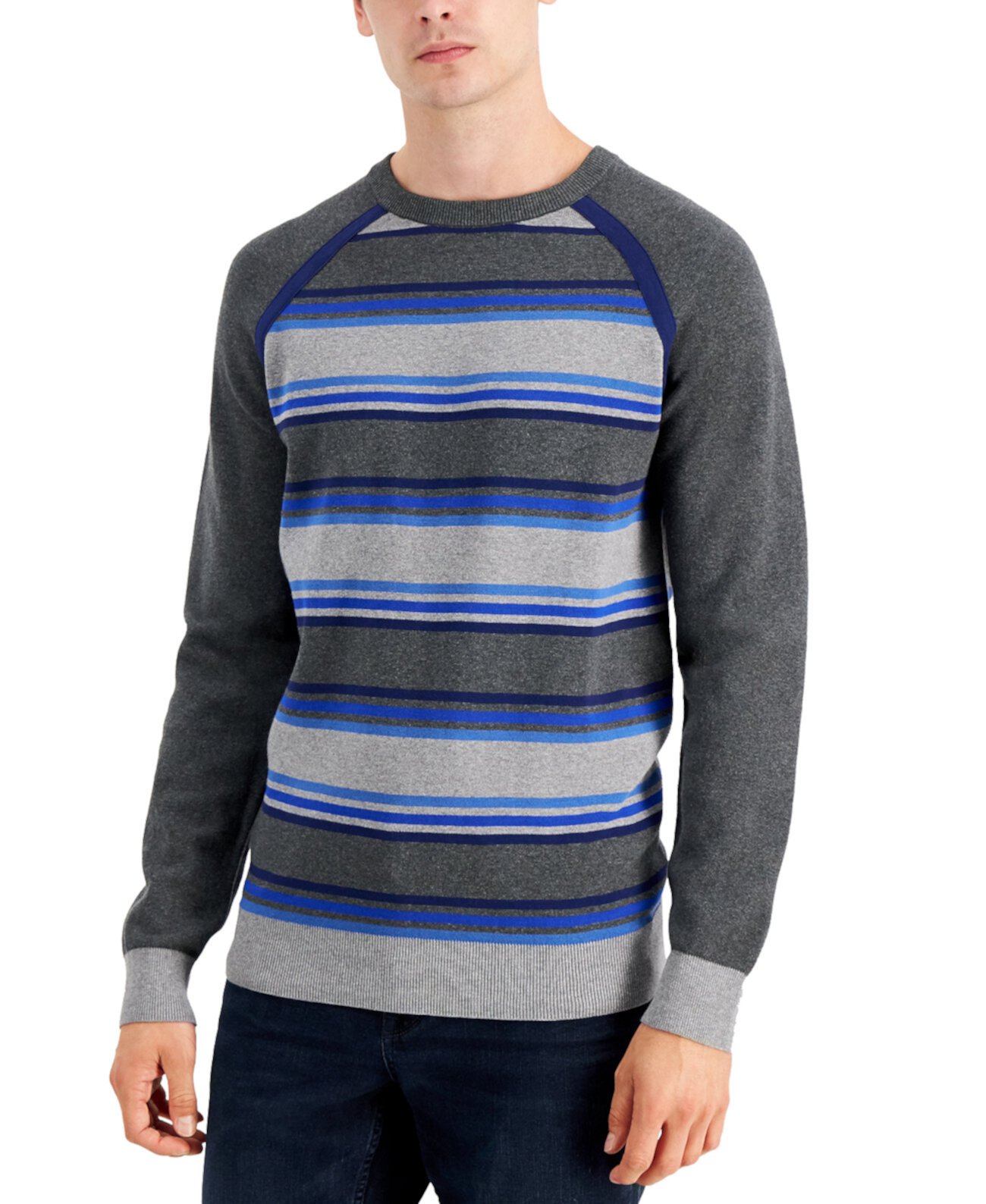 Мужской свитер реглан в полоску, созданный для Macy's DKNY
