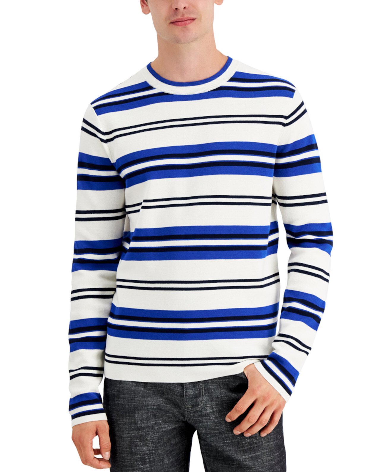 Мужской свитер с круглым вырезом в полоску, созданный для Macy's DKNY