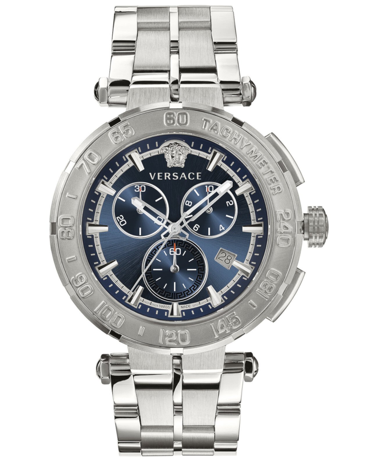Мужские швейцарские часы с хронографом Greca из нержавеющей стали с браслетом 45 мм Versace