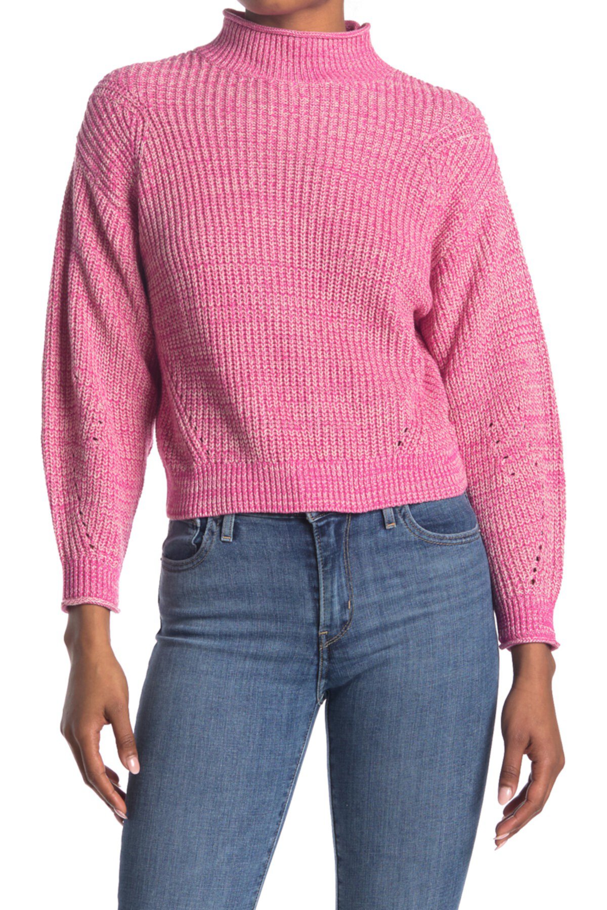 Вязаный свитер с воротником-стойкой в рубчик Easy Stitch Abound
