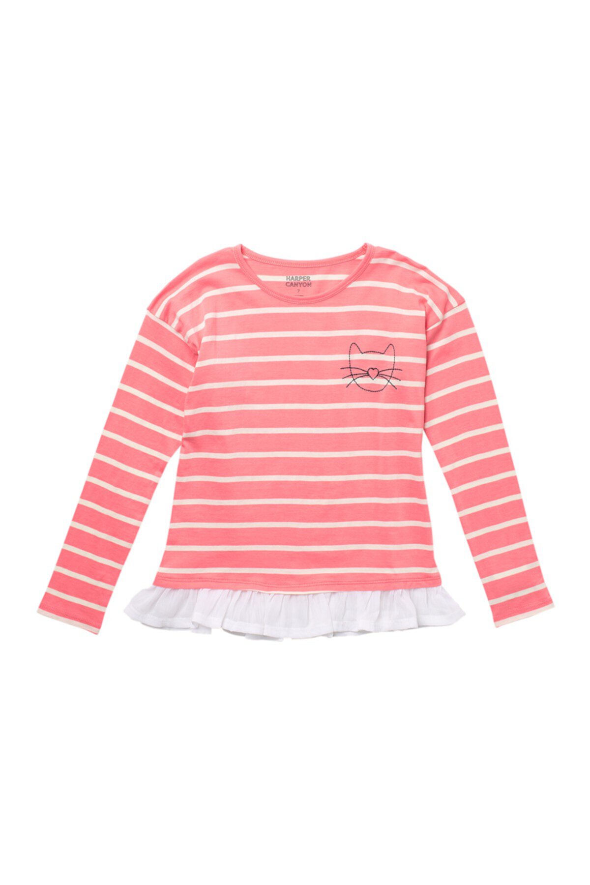 Stripe Chiffon Hem T-Shirt (Toddler & Little Girls) Harper Canyon