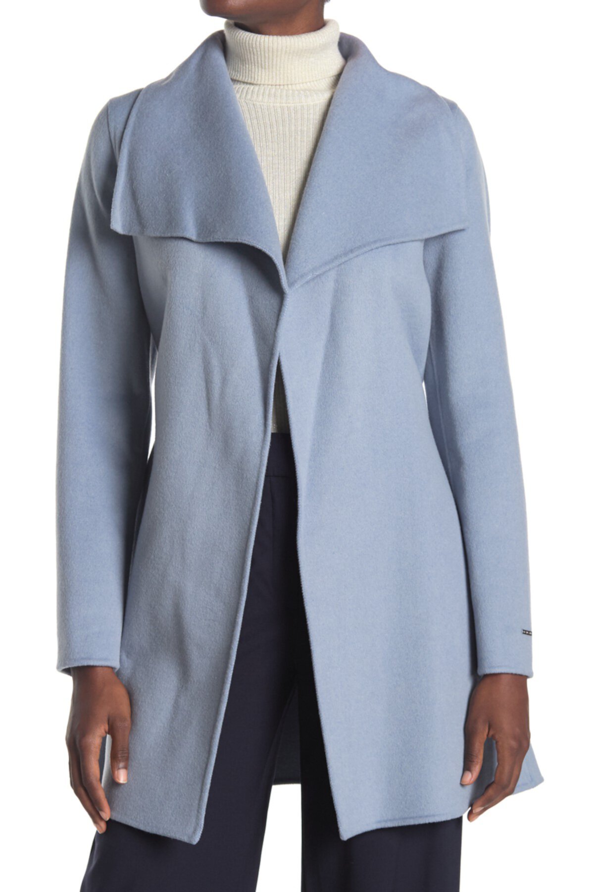 Пальто из смесовой шерсти Ella Wing Collar с завязкой на талии Tahari