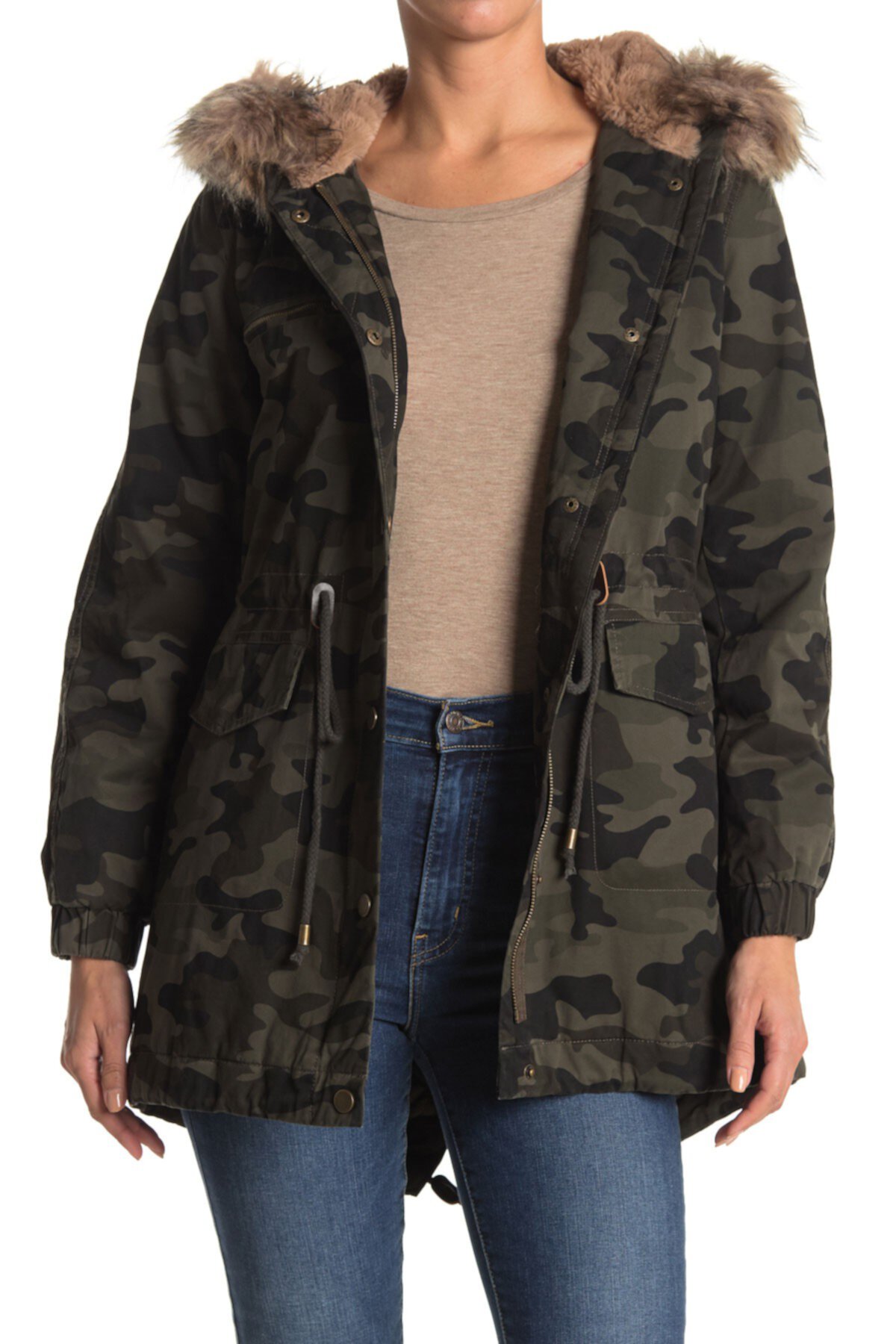Faux Fur Trim Hooded Anorak Jacket Lucky Brand