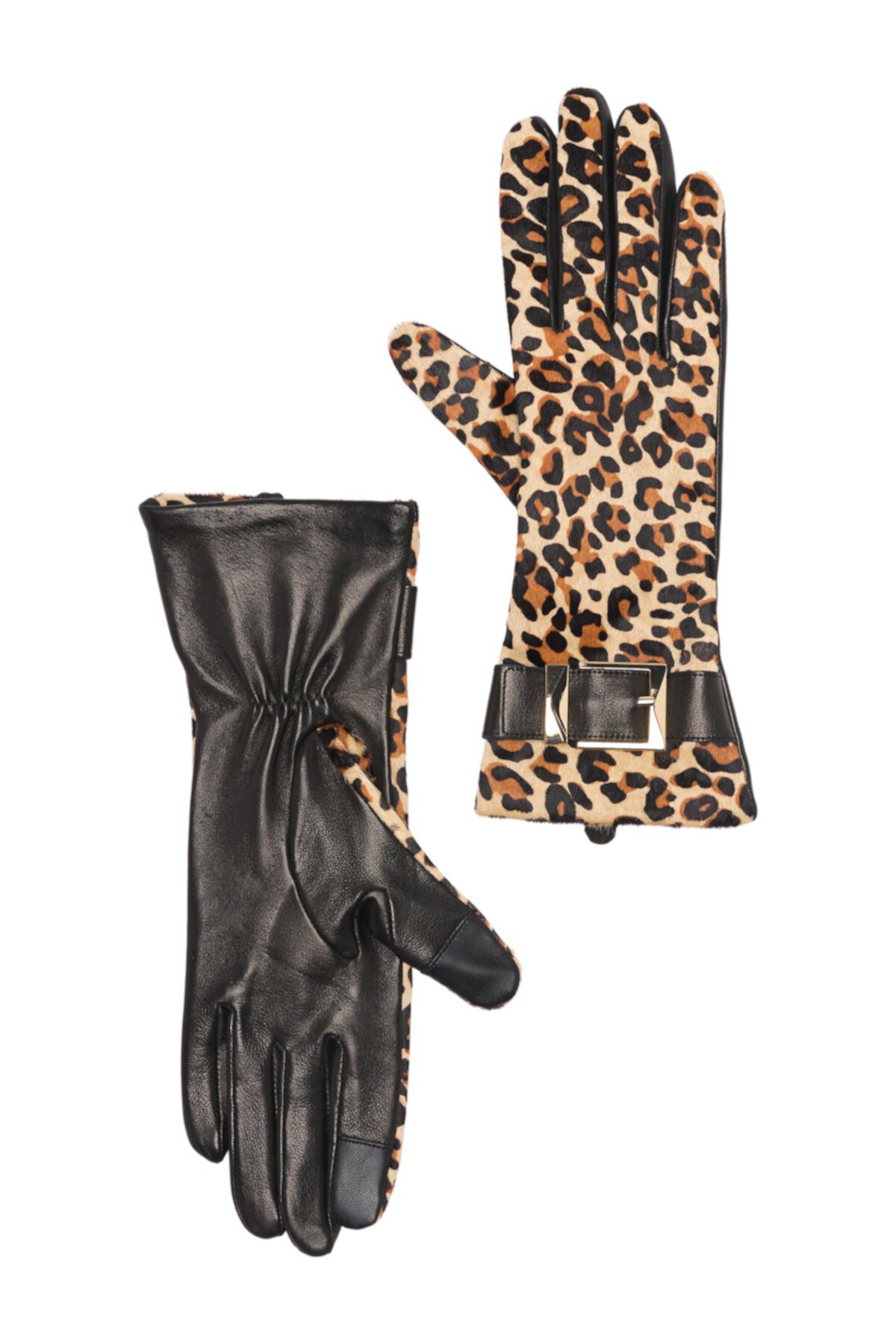 Leopard Print Leather Gloves Michael Kors