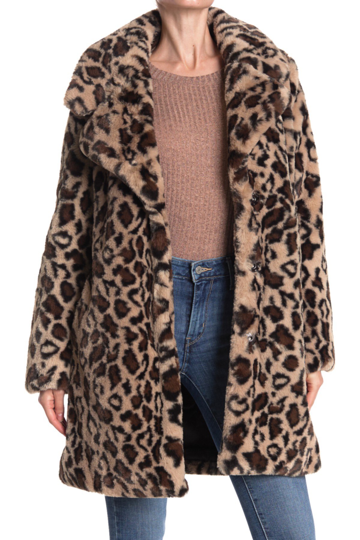 Пальто из искусственного меха с леопардовым принтом Laundry by Shelli Segal