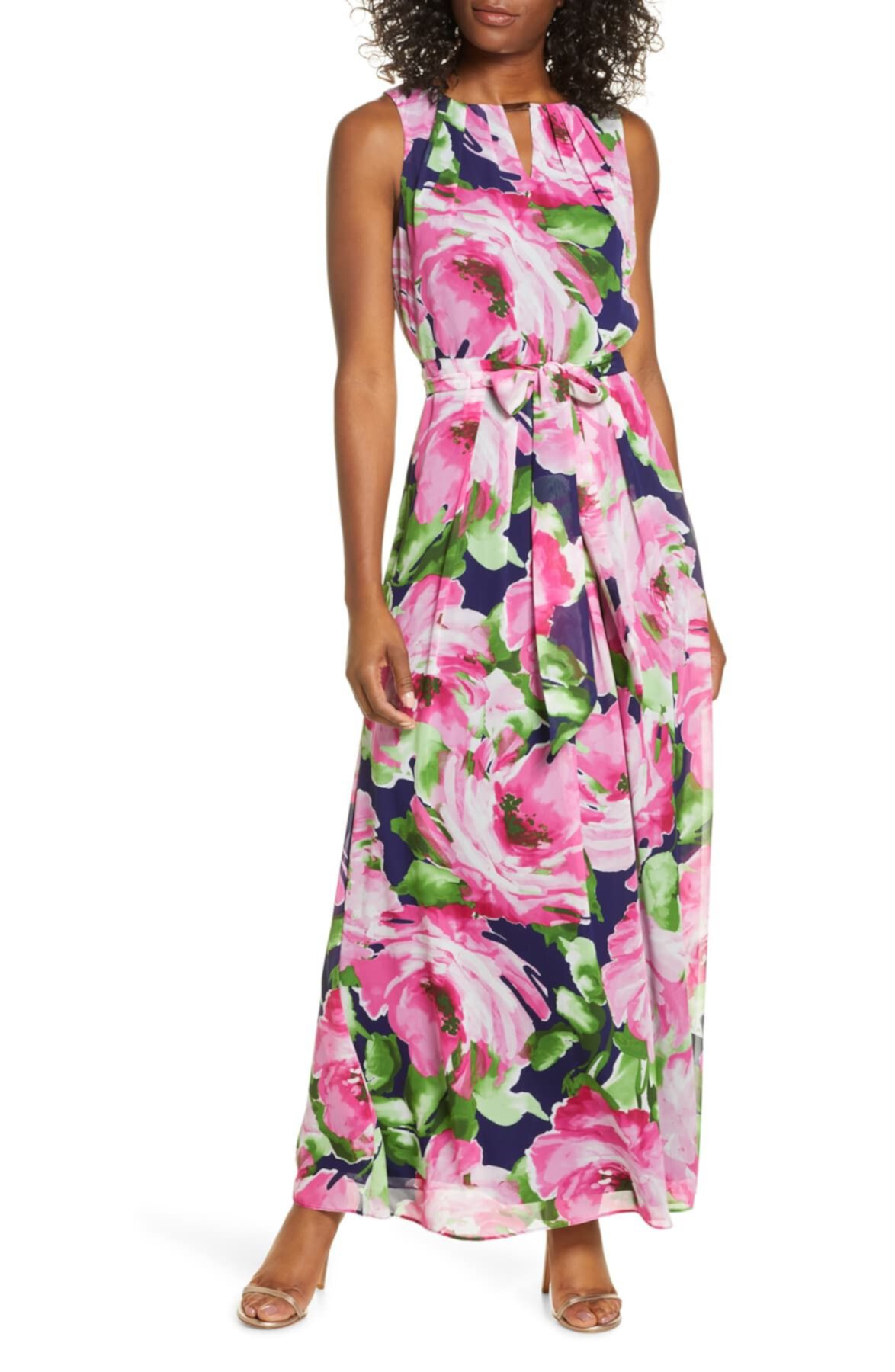 Макси-платье без рукавов с абстрактным цветочным принтом Donna Ricco