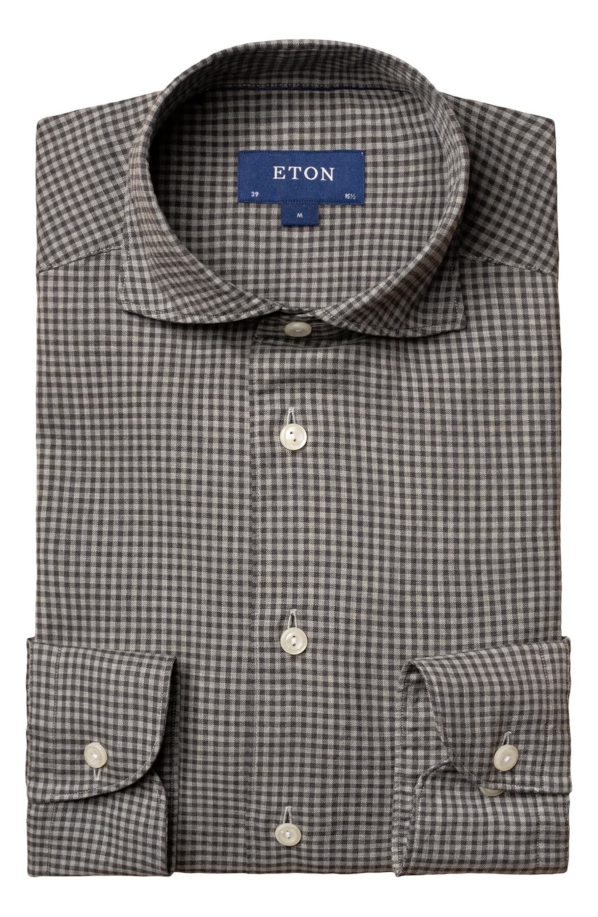 Contemporary Fit Flannel Check Soft Casual Button-Up Shirt Eton
