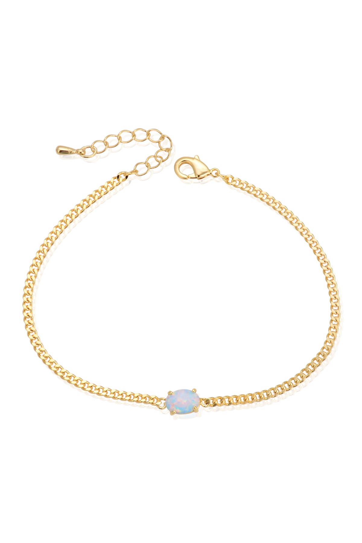 White Opal Chain Link Bracelet Eye Candy Los Angeles
