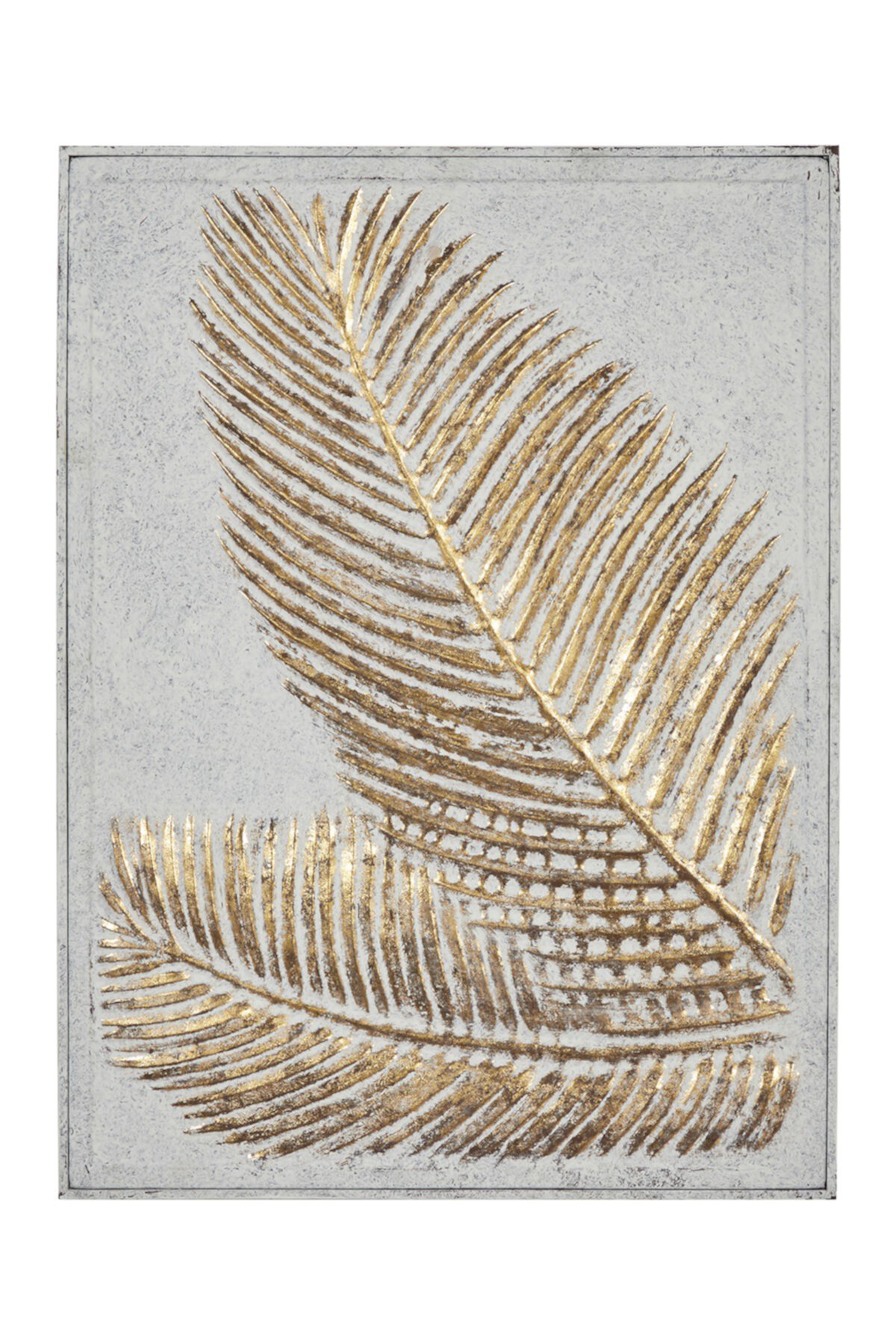 Прямоугольный металлический настенный декор из золота и белого пальмового листа - 23 "x 30,5" Willow Row