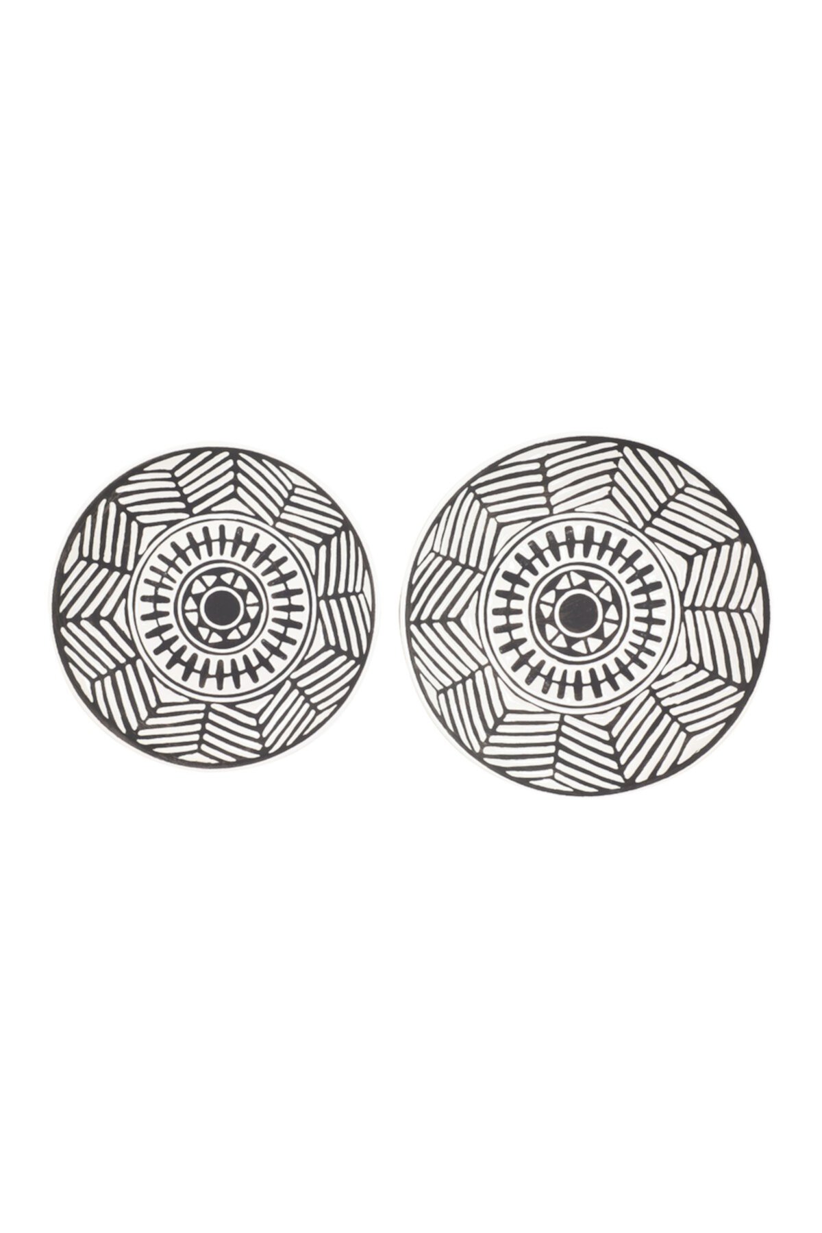 Большие круглые черно-белые керамические декоративные настенные тарелки - набор из 2 шт. Willow Row