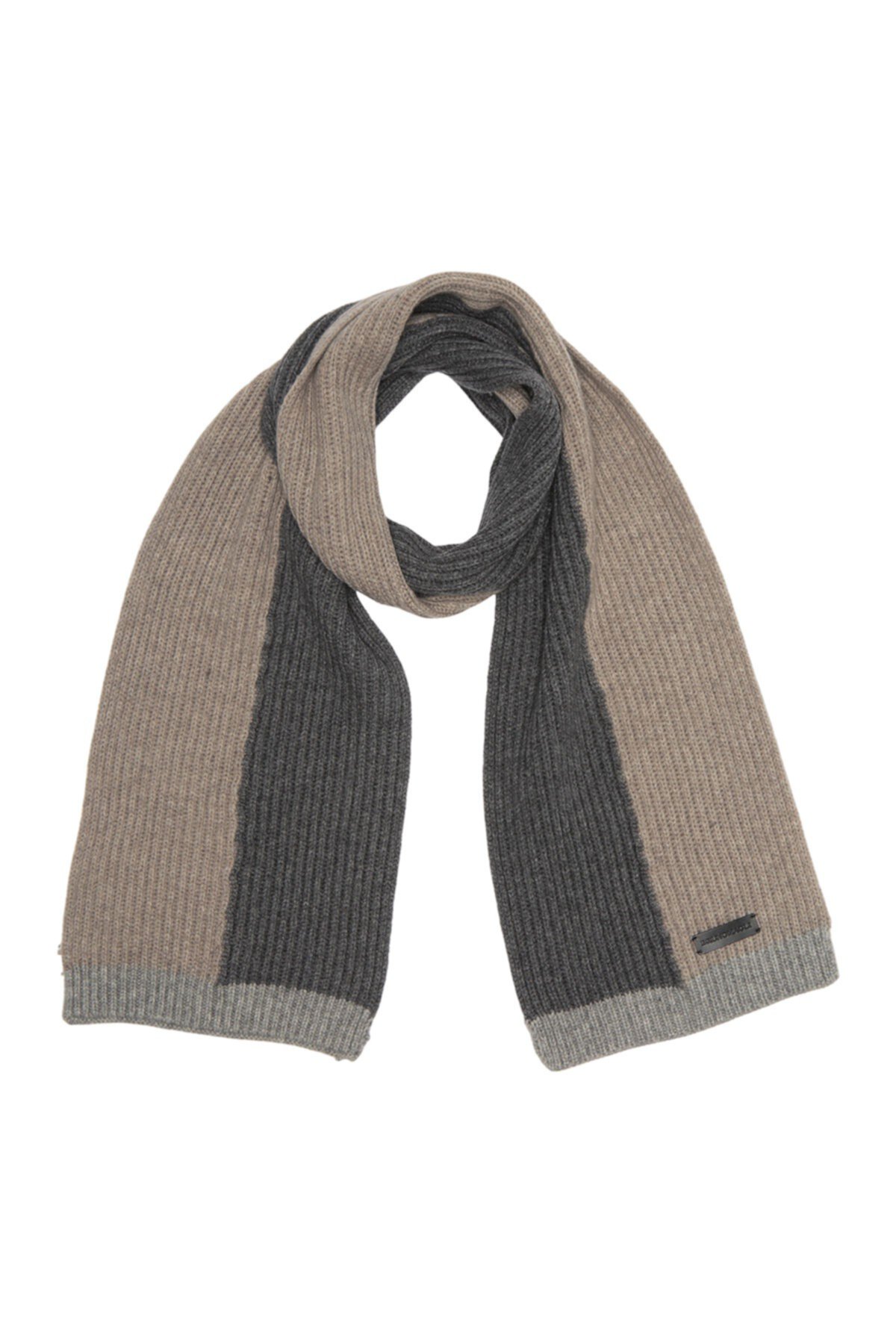 Wool Blend Colorblock Ribbed Knit Scarf Bruno Magli