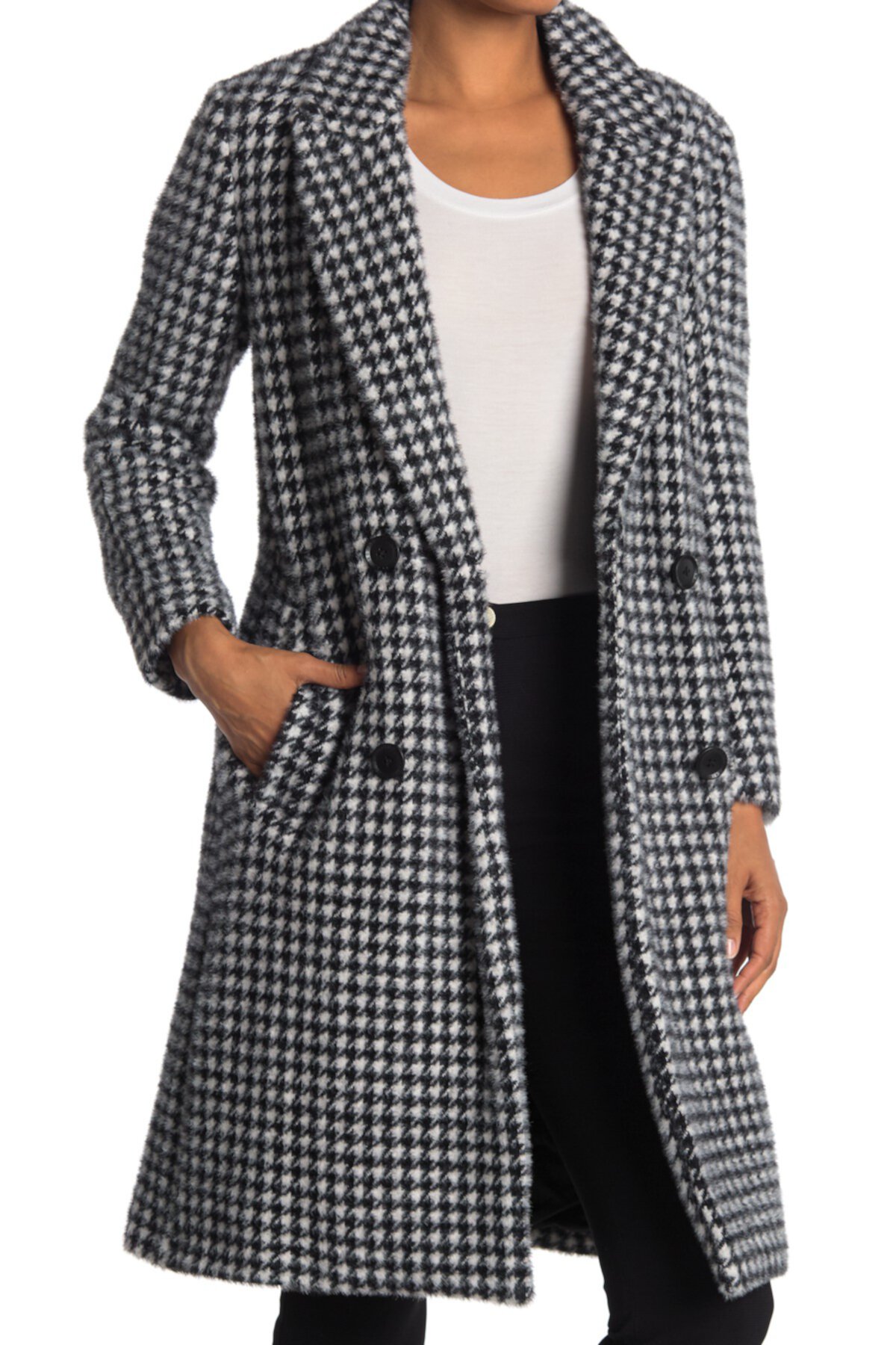 Houndstooth Double Breasted Coat BCBGMAXAZRIA