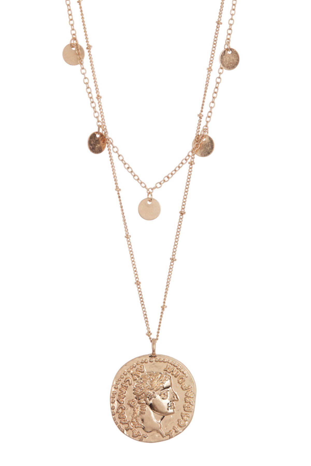 Double Layer Disc and Coin Necklace AREA STARS