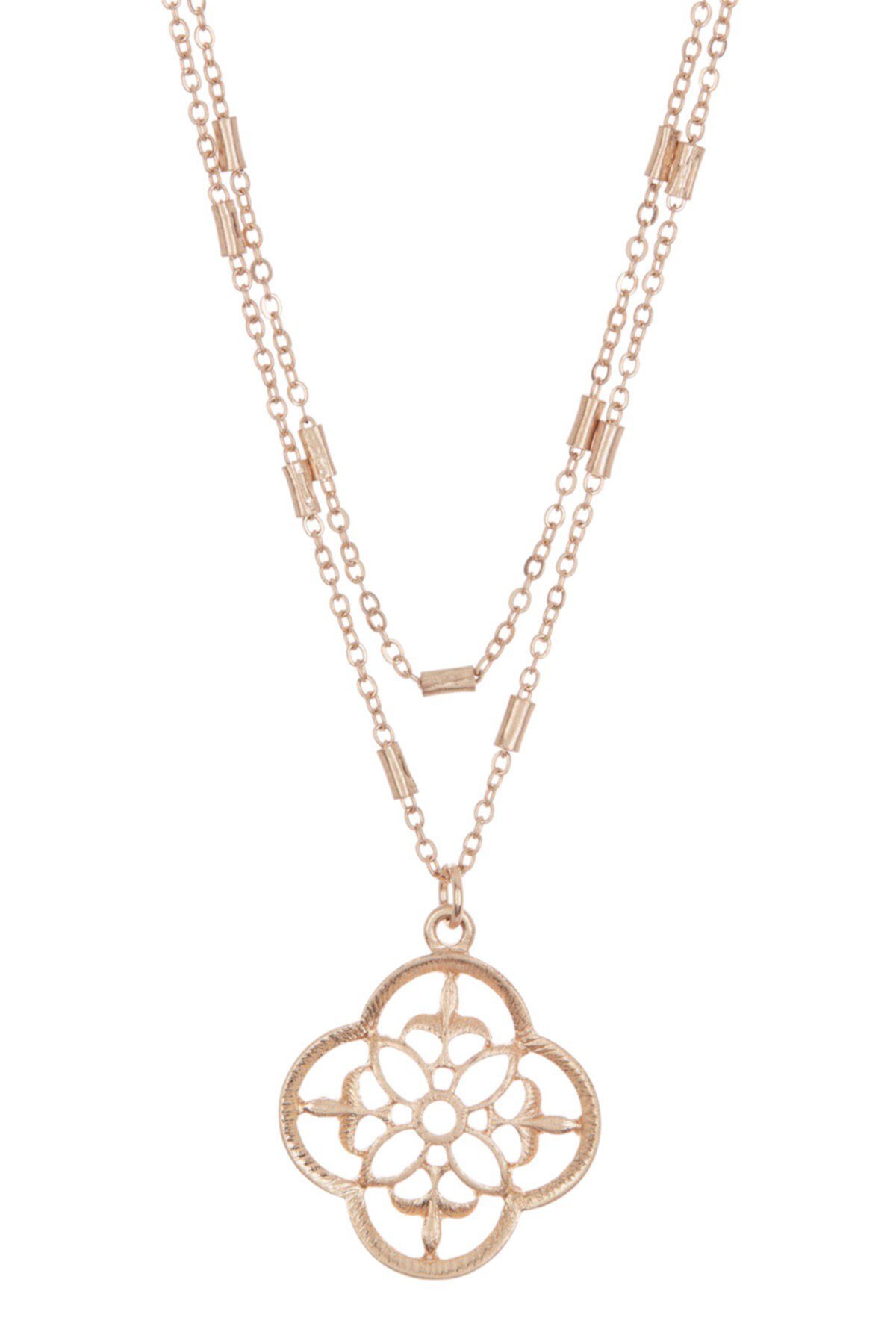 Gold-Tone Filigree Crest Double Layer Necklace AREA STARS