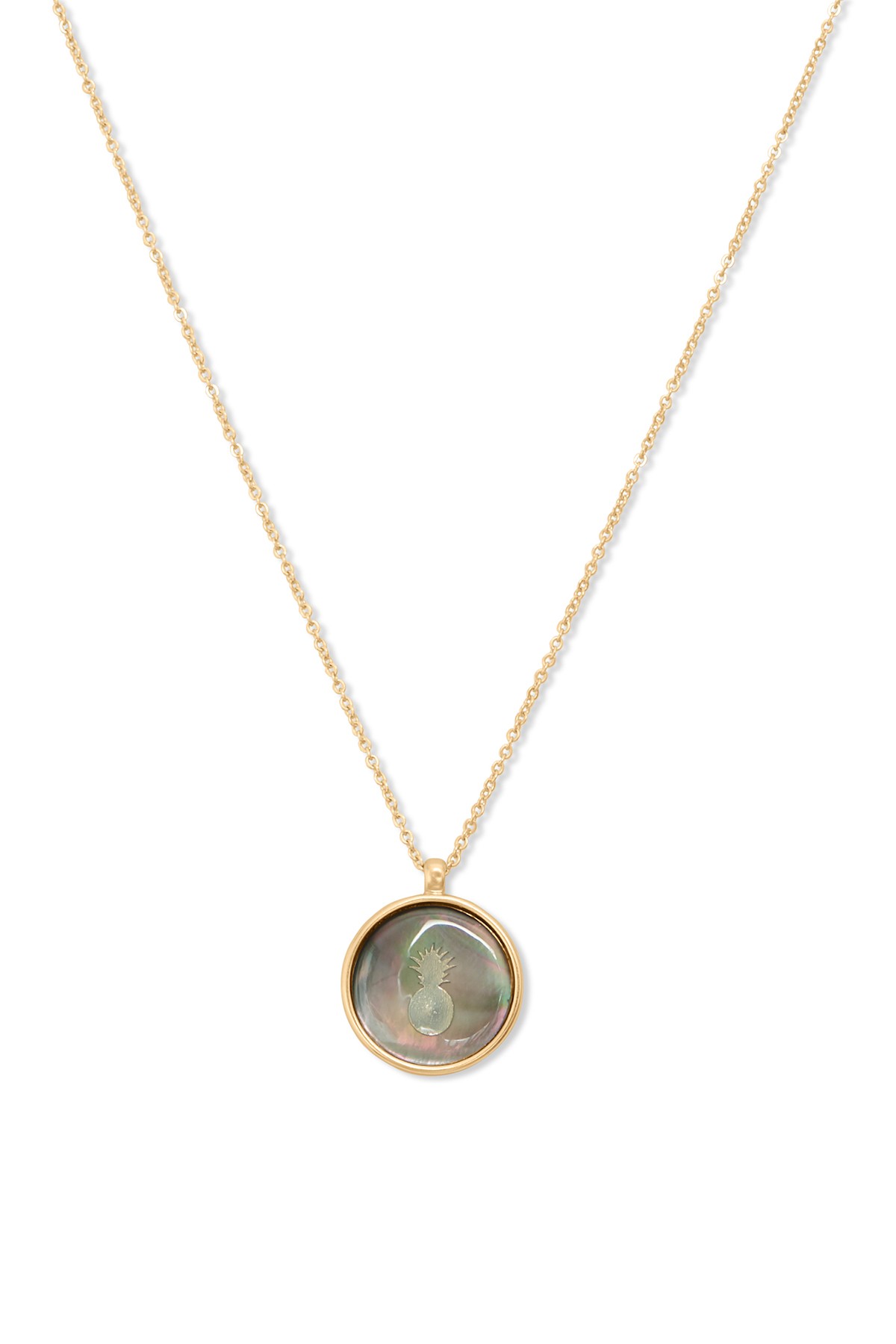 Round Abalone Pineapple Pendant Necklace Lucky Brand