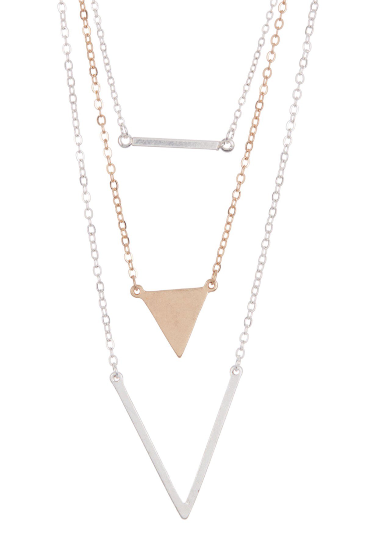 Two-Tone Layered V & Bar Necklace AREA STARS